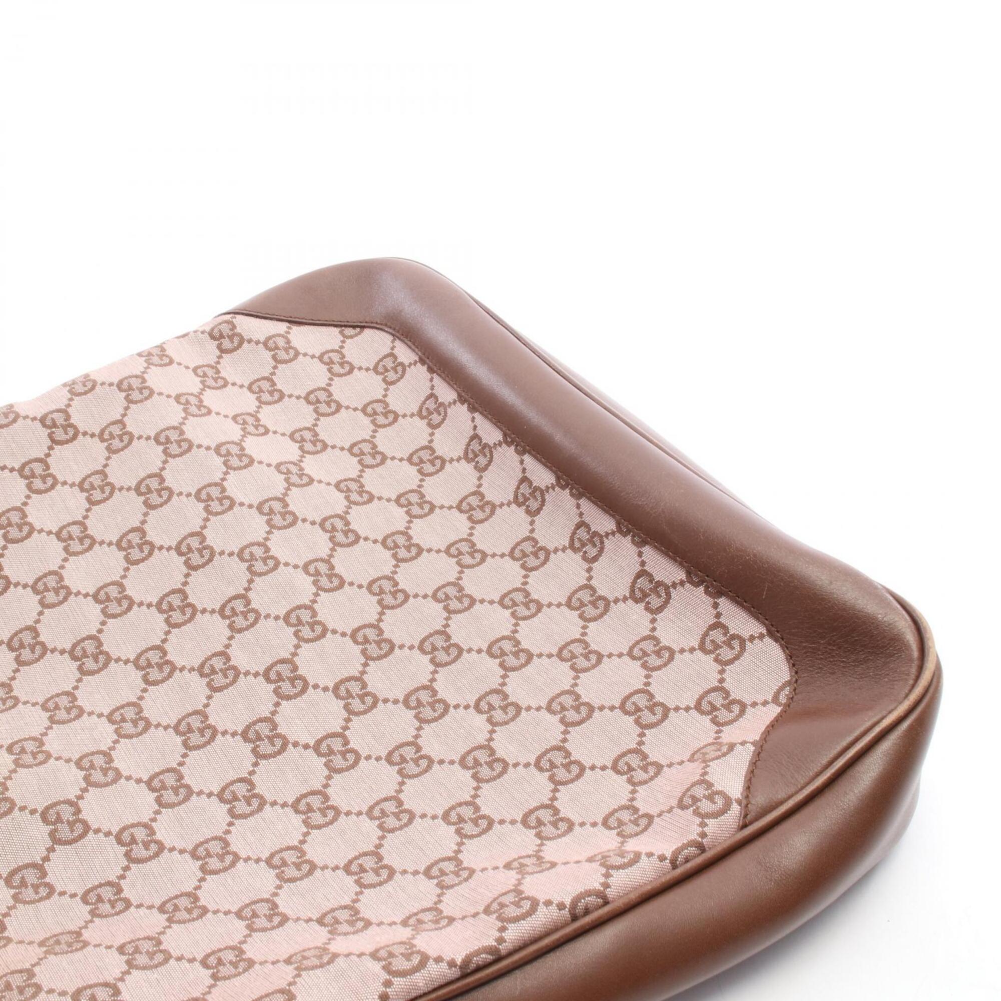 Gucci Brown Pink Canvas Leather Handbag (Pre-Owned)