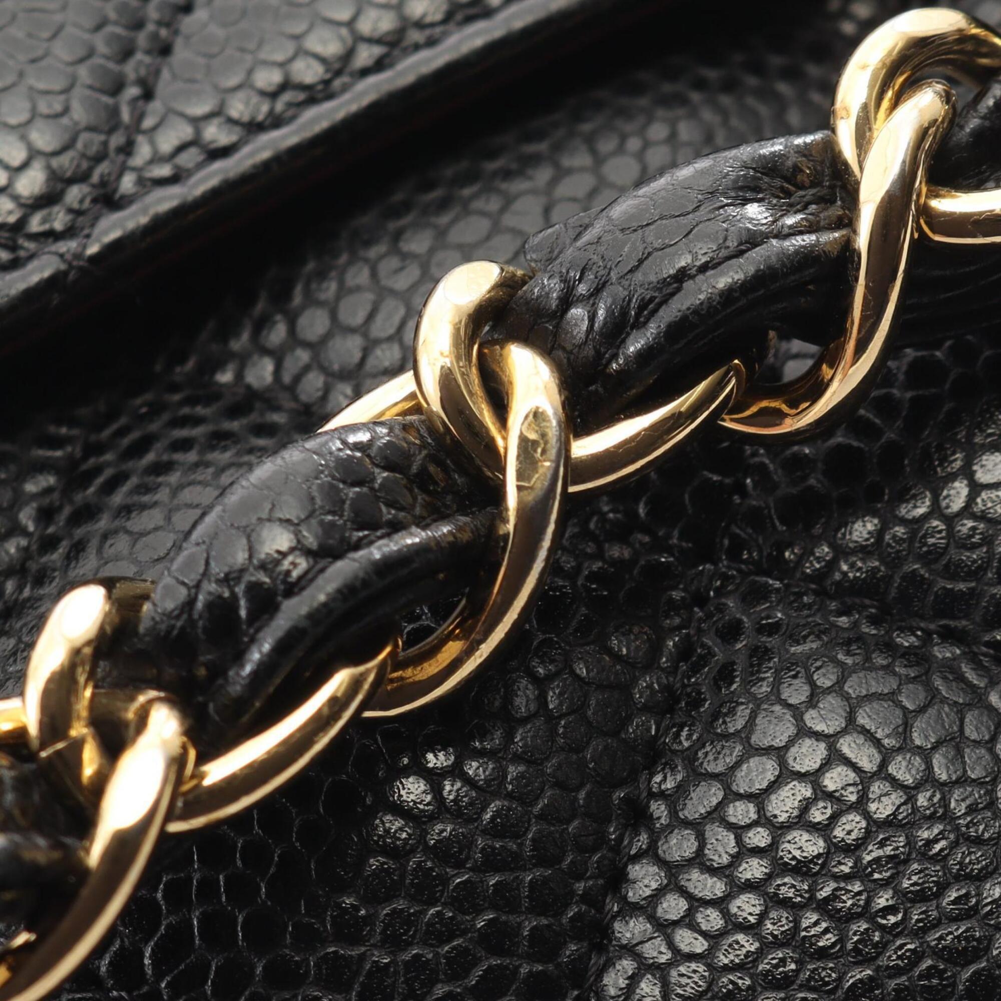Chanel Black Grained Calfskin Handbag Shoulder Bag (Pre-Owned)