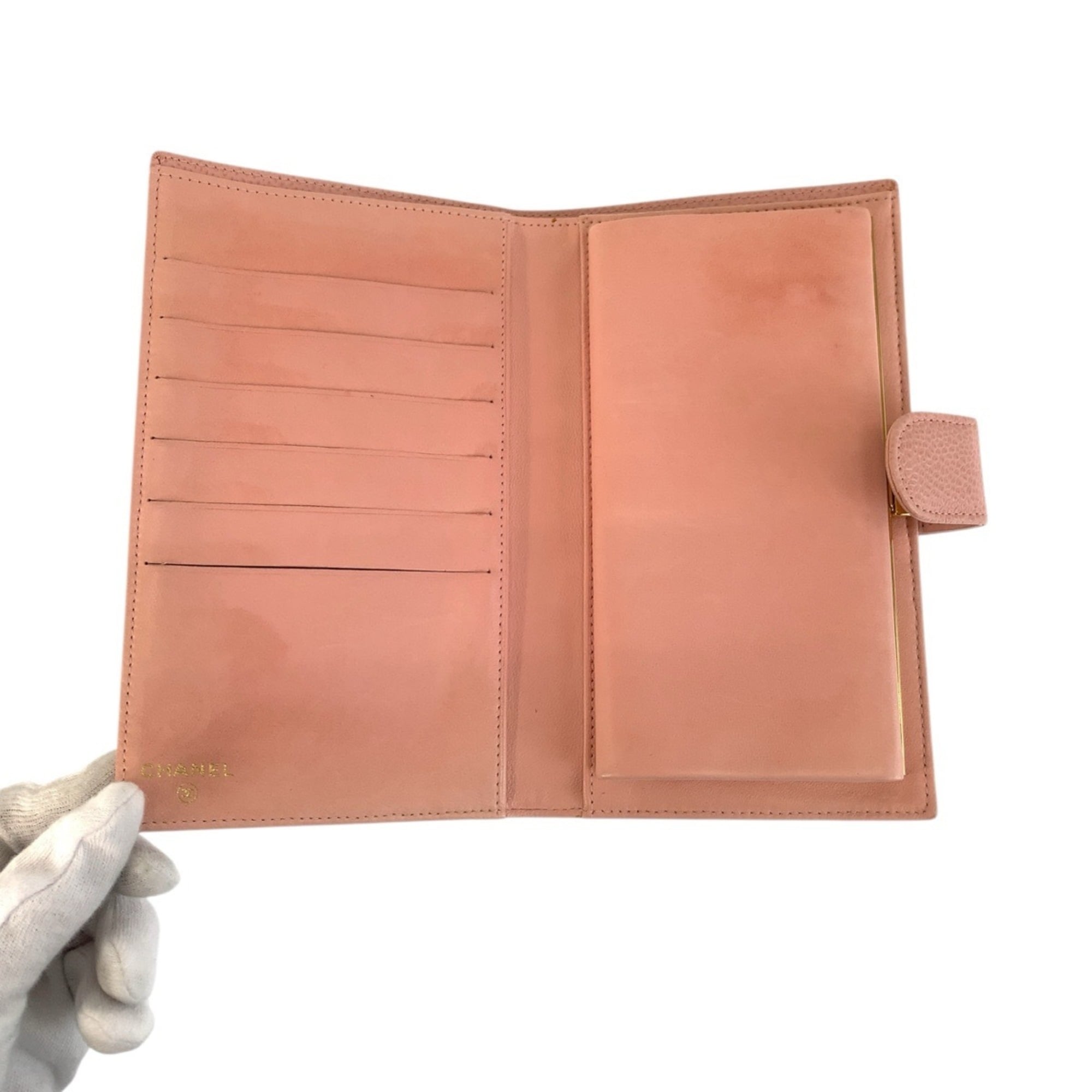 Chanel Pink Leather Middle Wallet (Bi-Fold) (Pre-Owned)