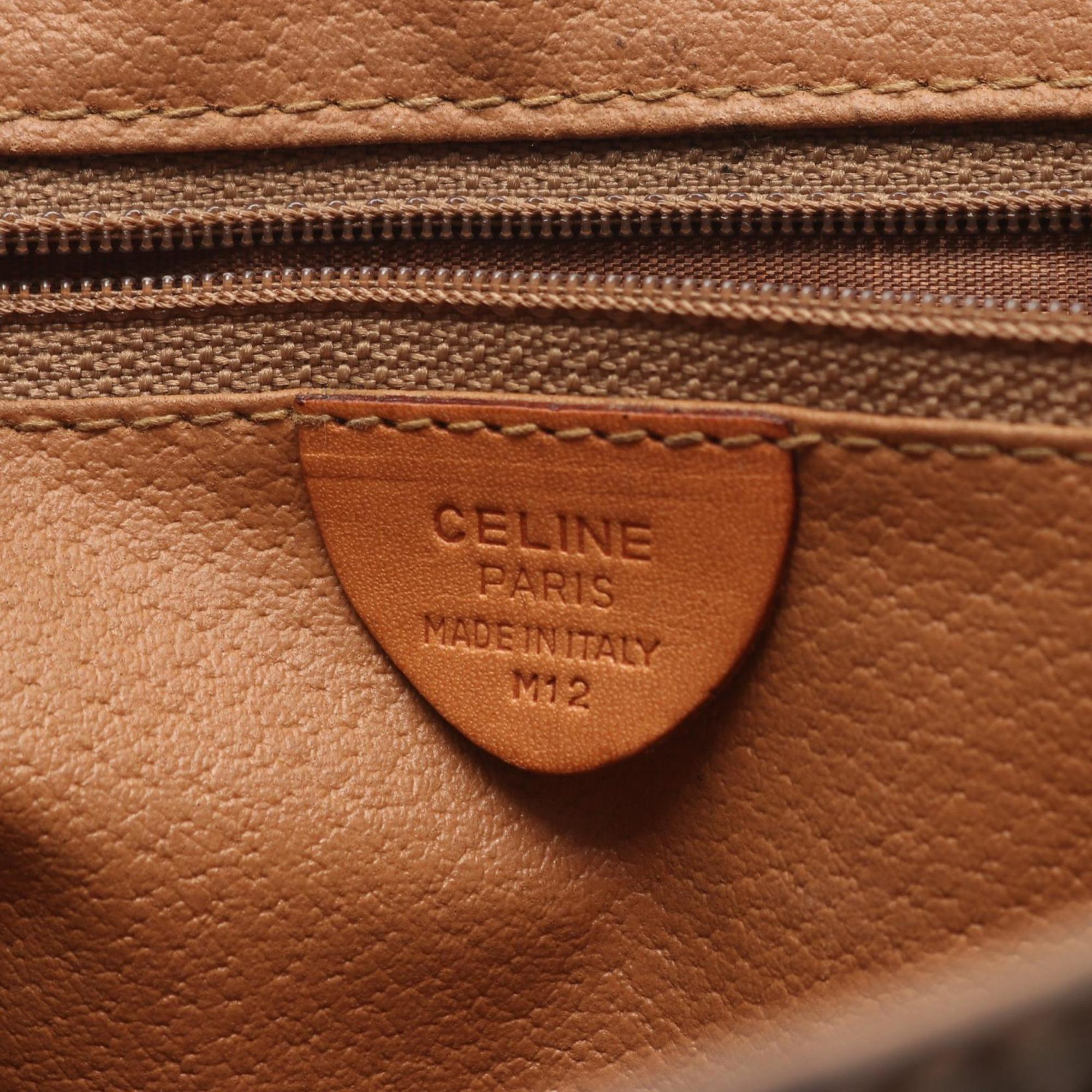 Celine Brown Coated Canvas Leather Shoulder Bag (Pre-Owned)