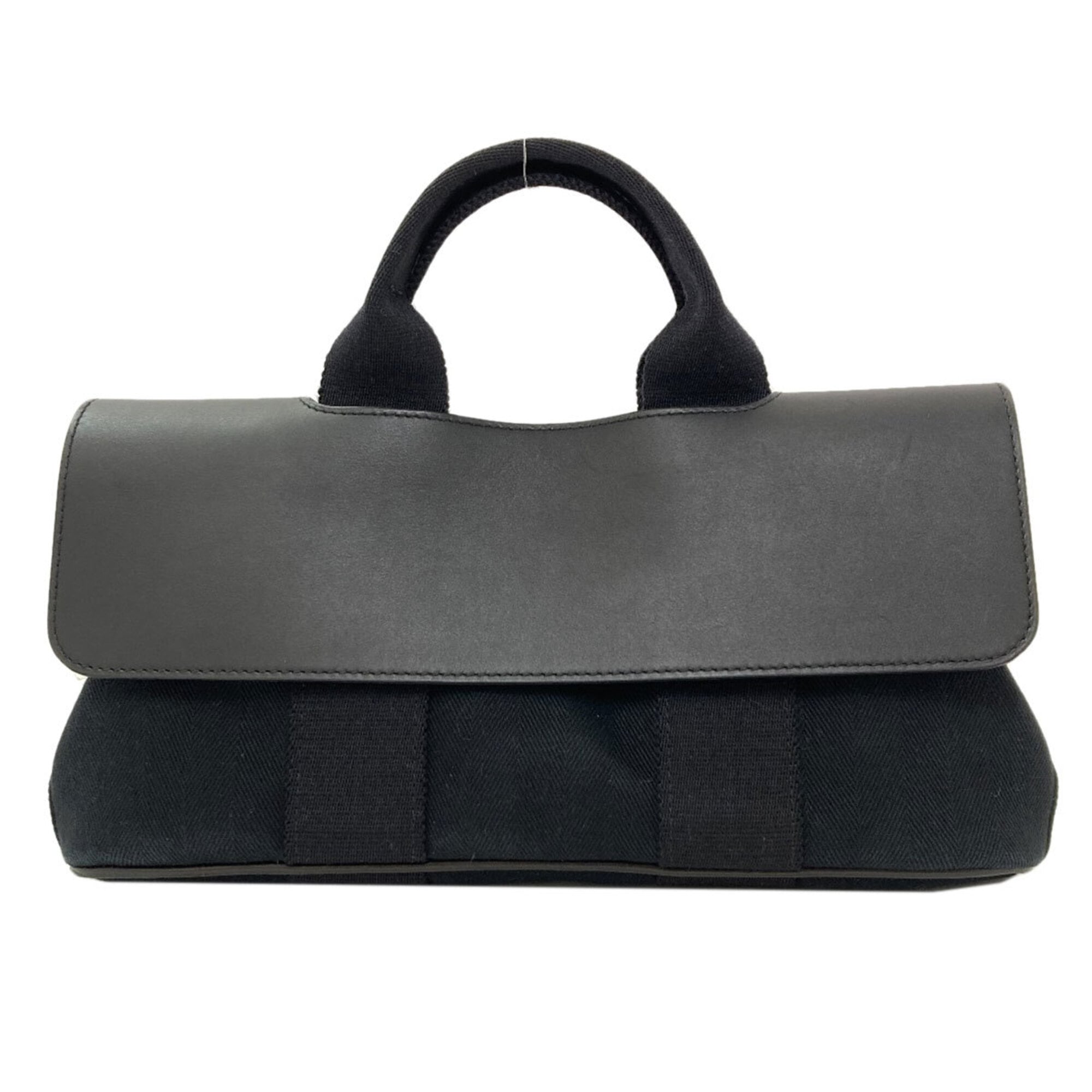 Hermes Black Toile Chevron Handbag (Pre-Owned)