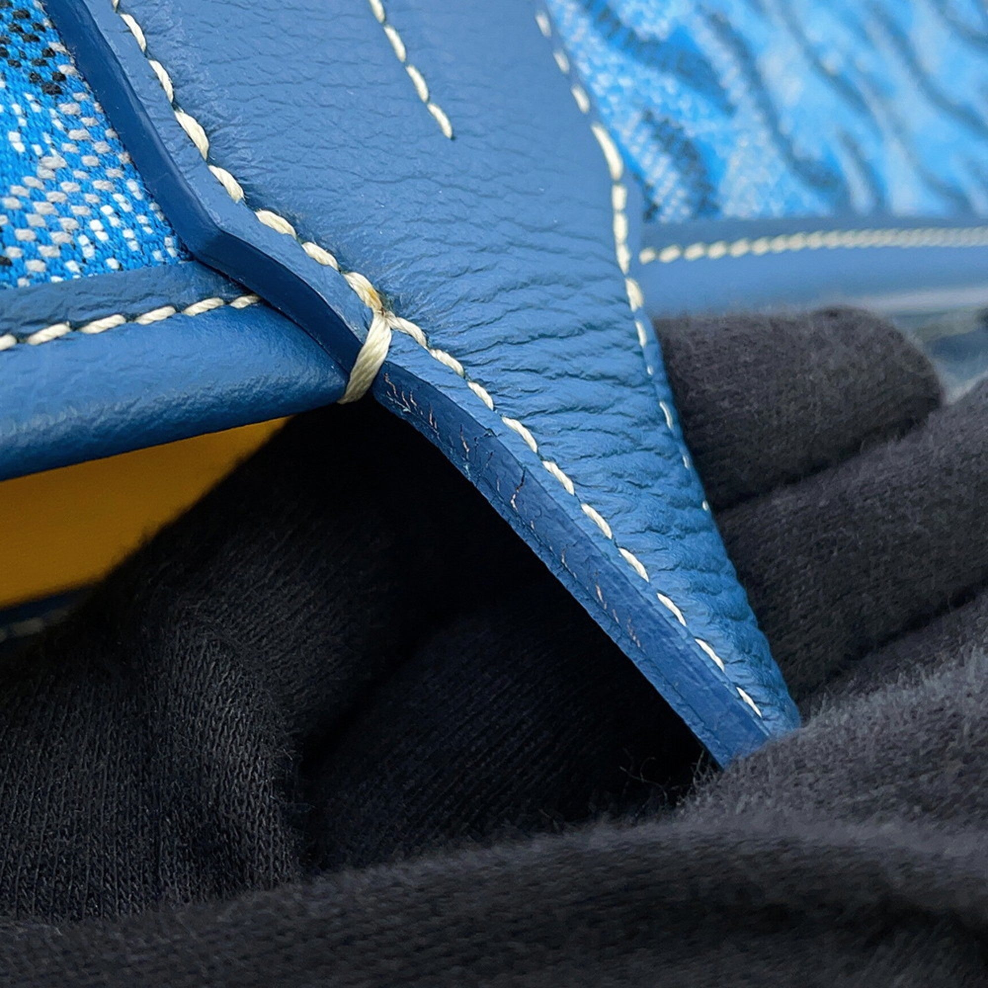 Goyard Blue Canvas Leather Handbag Tote Bag (Pre-Owned)