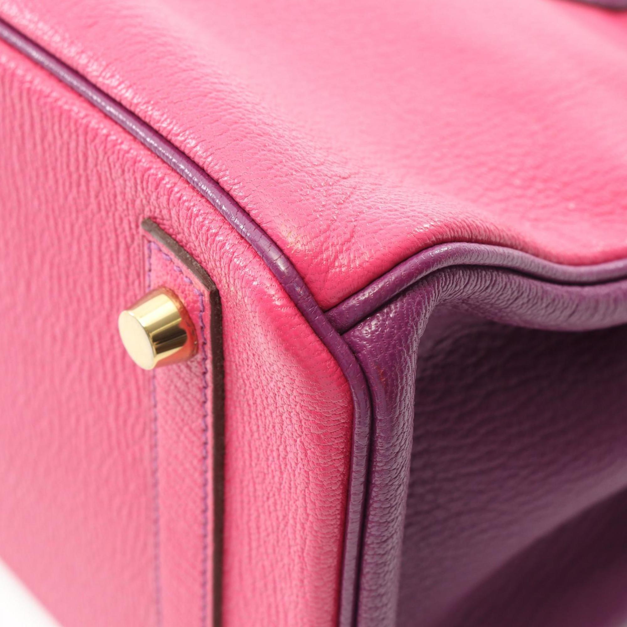 Hermes Birkin Anemone Pink Purple Rose Shocking Chevre Leather Handbag (Pre-Owned)