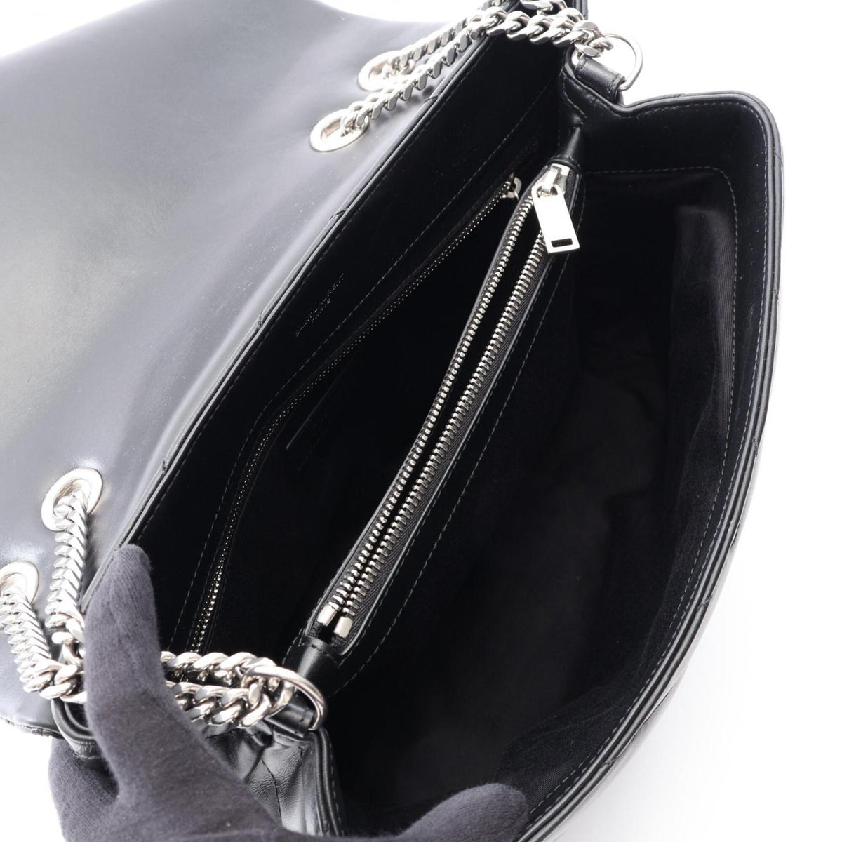 Saint Laurent Black Leather Handbag Tote Bag (Pre-Owned)
