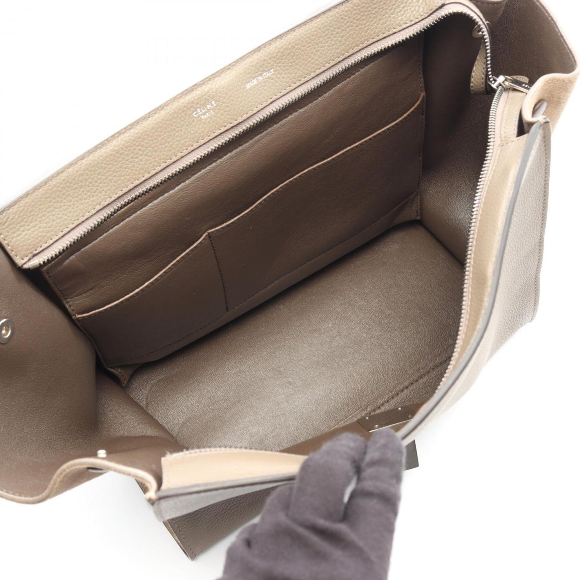 Celine Beige Gray Leather Handbag (Pre-Owned)