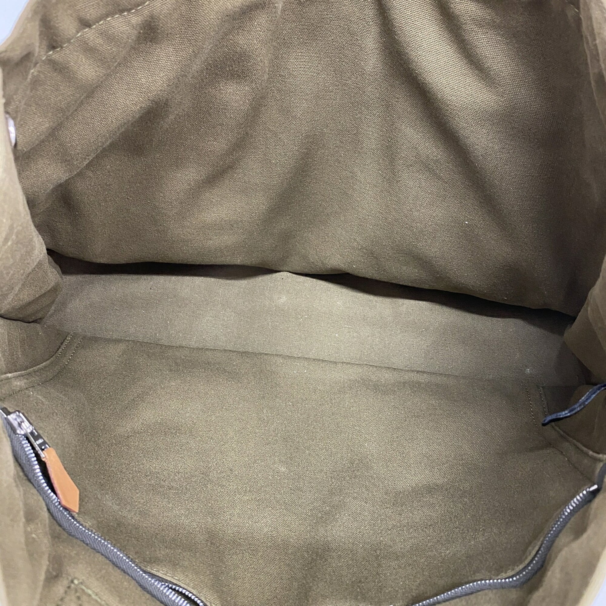 Hermes Khaki Canvas Tote Bag (Pre-Owned)
