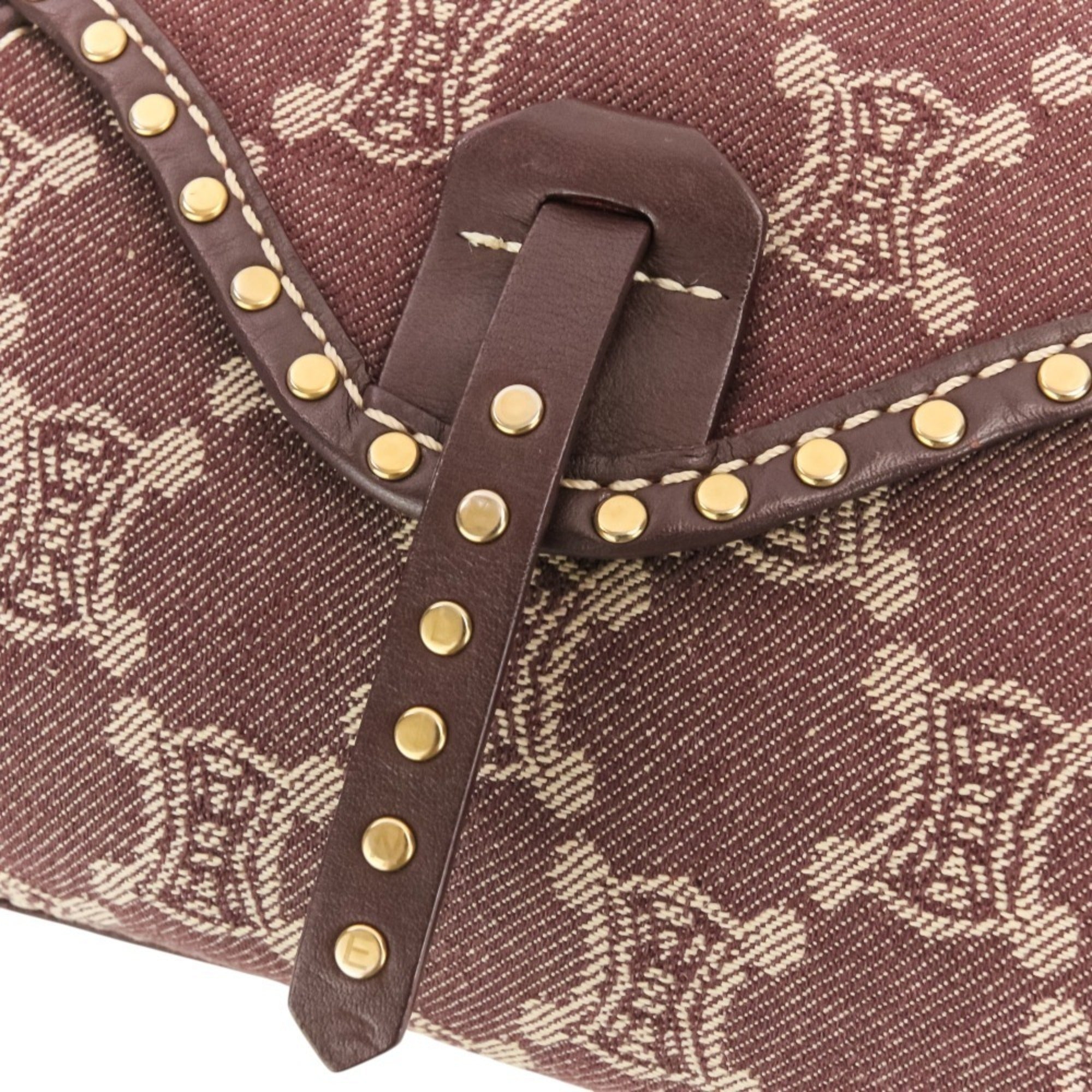 Celine Bordeaux Brown Canvas Leather Handbag Shoulder Bag (Pre-Owned)
