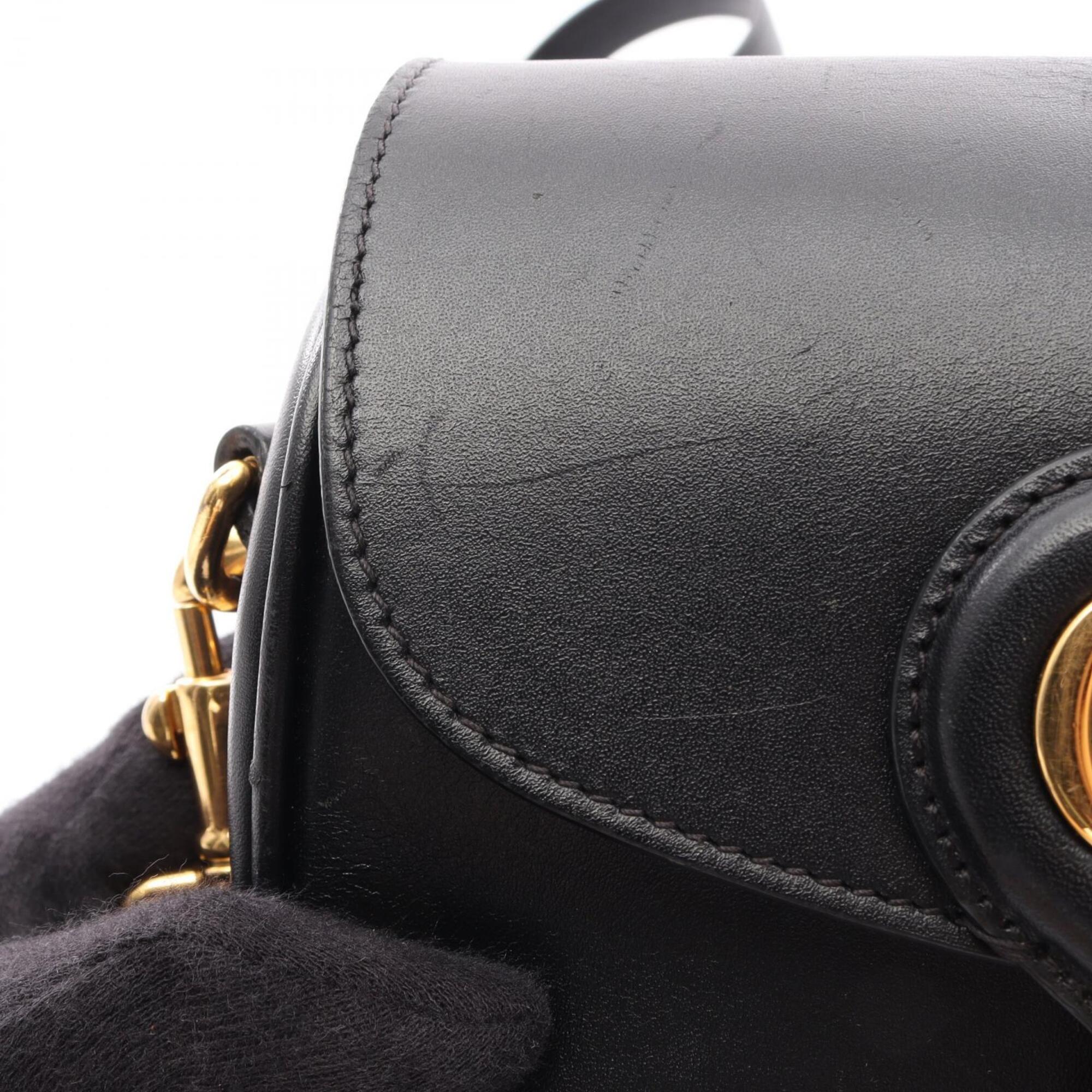 Christian Dior Black Leather Handbag Shoulder Bag (Pre-Owned)