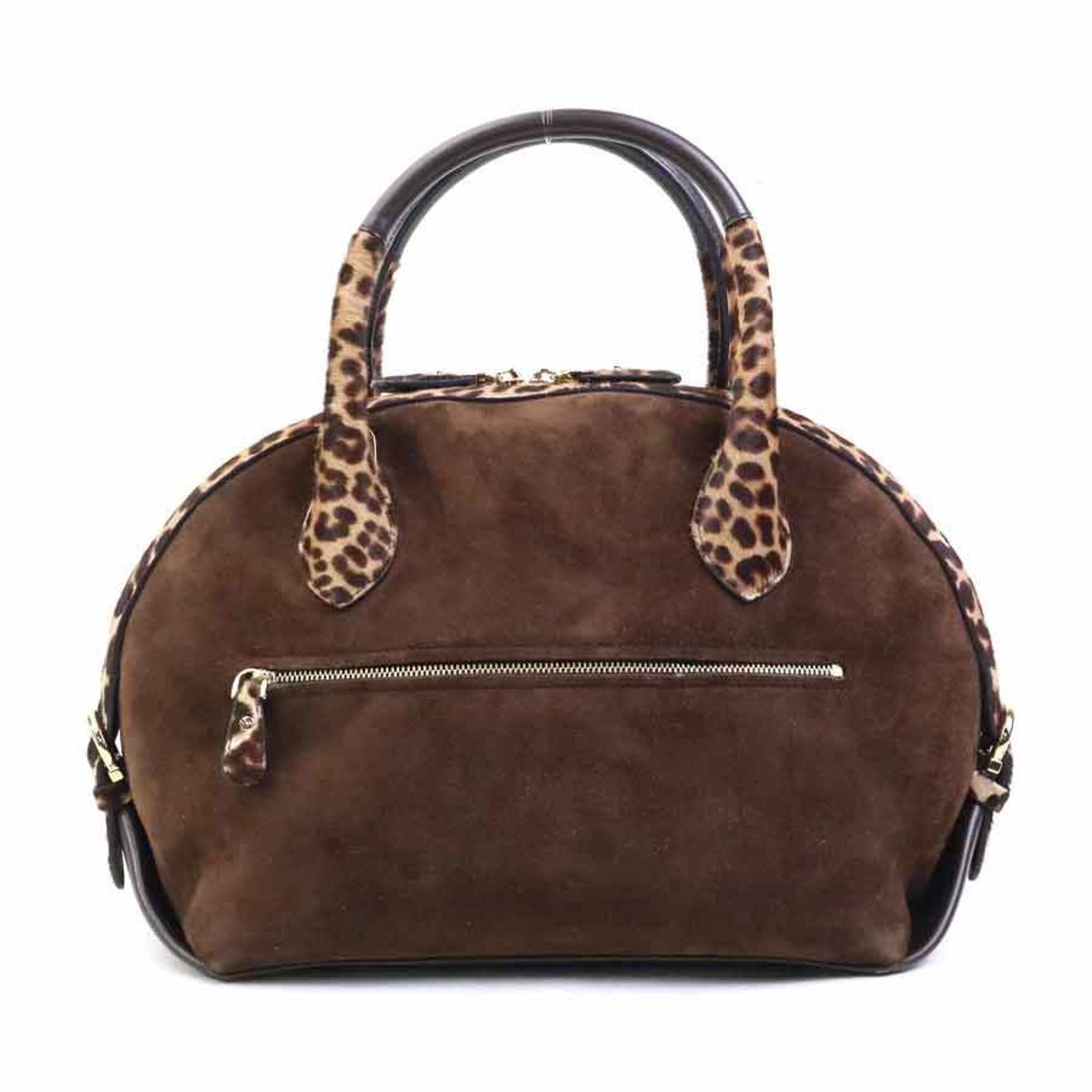 Salvatore Ferragamo Brown Suede Leather Handbag Shoulder Bag (Pre-Owned)