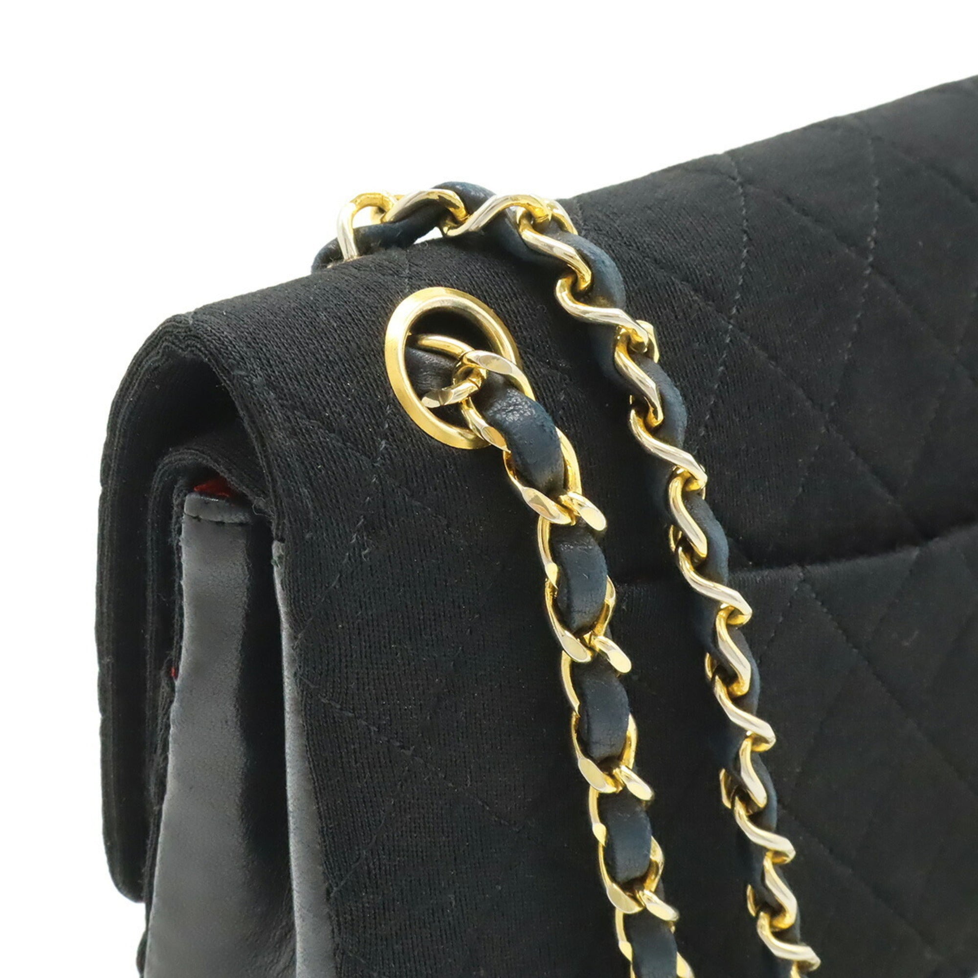 Chanel Matelasse Black Cotton Jacquard Leather Shoulder Bag (Pre-Owned)
