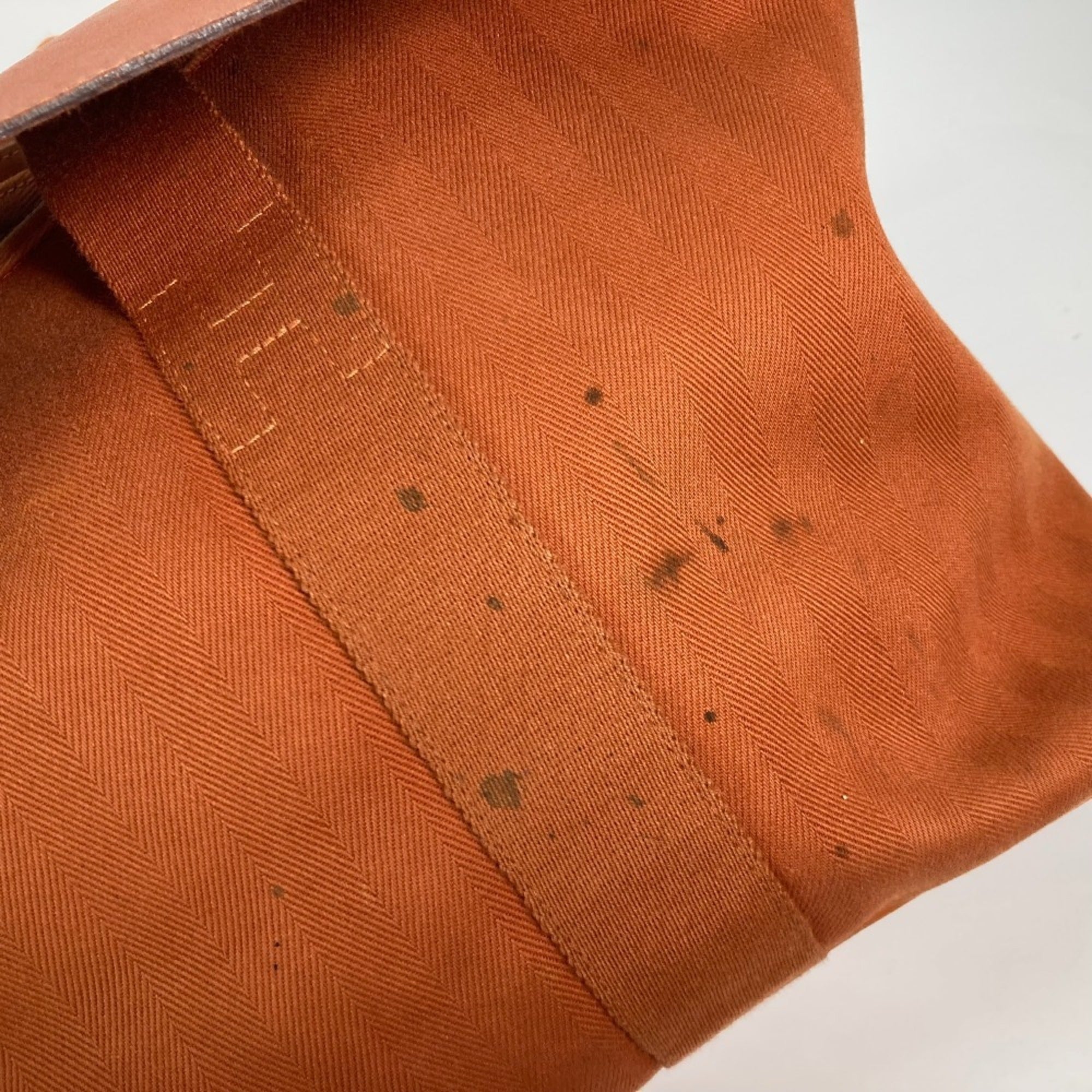 Hermes Orange Canvas Leather Handbag Pouch Tote Bag (Pre-Owned)