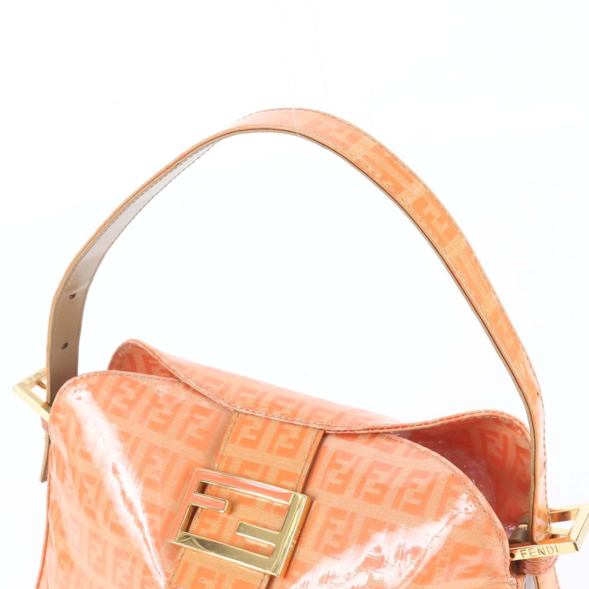 Fendi Orange Leather Coated Canvas Handbag Shoulder Bag (Pre-Owned)