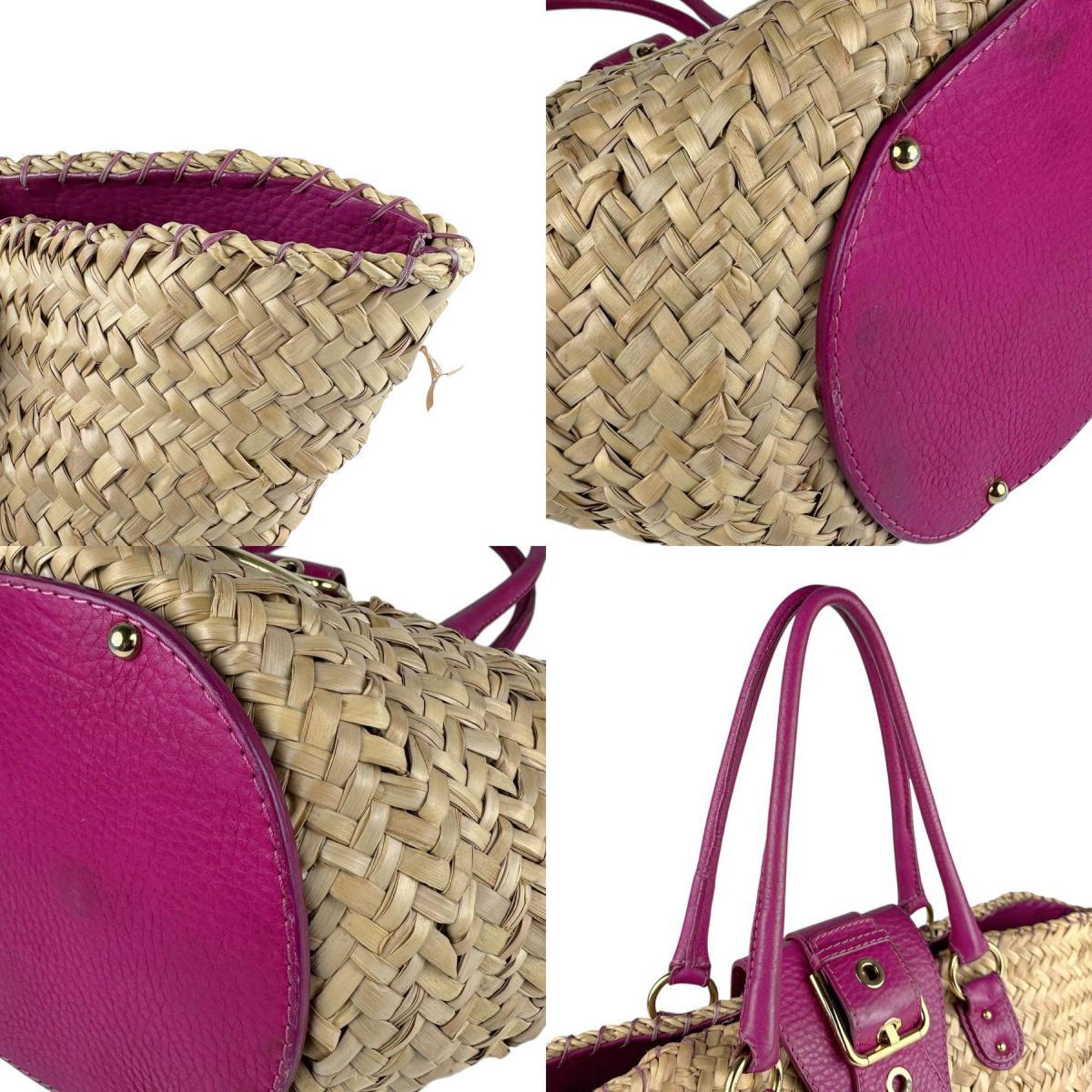 Dolce & Gabbana Purple Straw Leather Shoulder Bag (Pre-Owned)