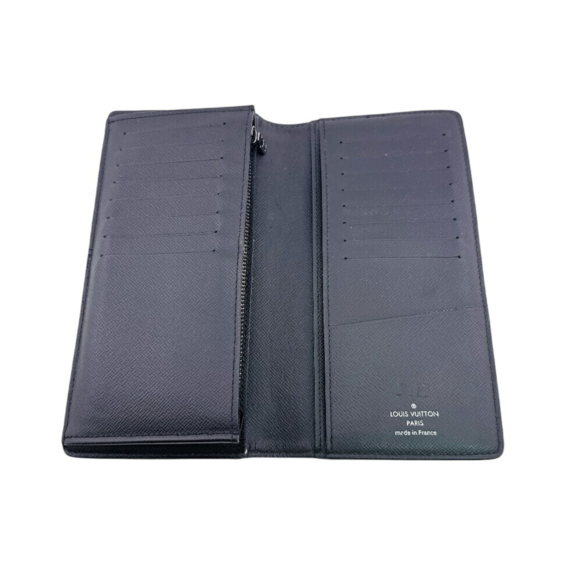 Louis Vuitton Monogram Eclipse Black Leather Long Wallet (Bi-Fold) (Pre-Owned)