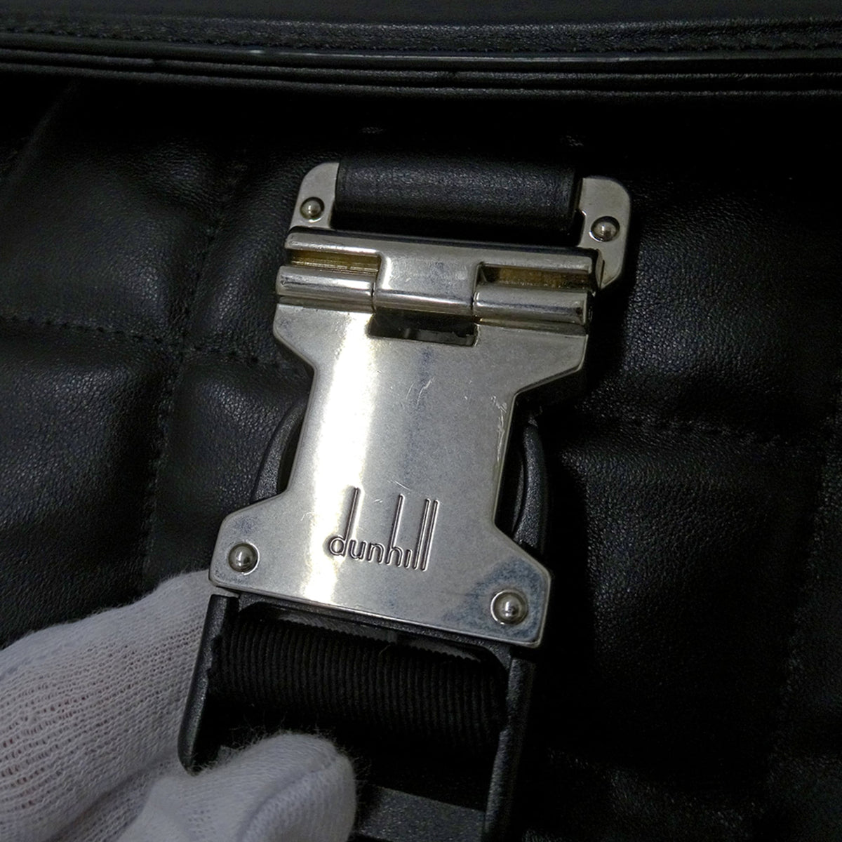 Dunhill Black Leather Handbag Shoulder Bag (Pre-Owned)