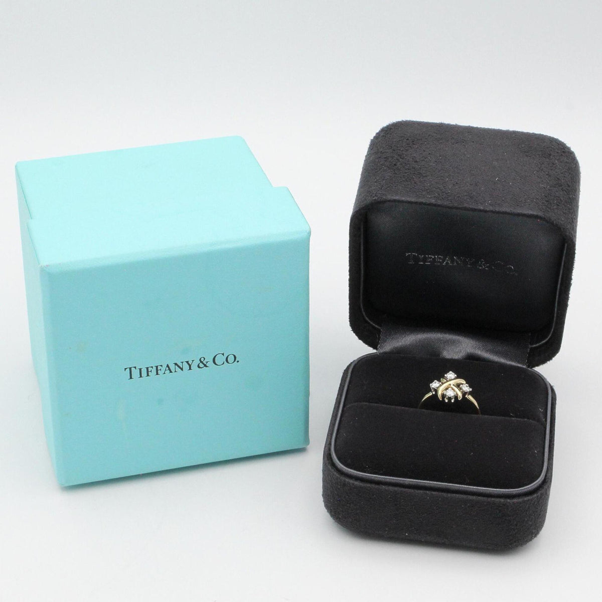 Tiffany Gold Silver Clear Yellow Gold (18K) Platinum 950 Band Ring (Pre-Owned)