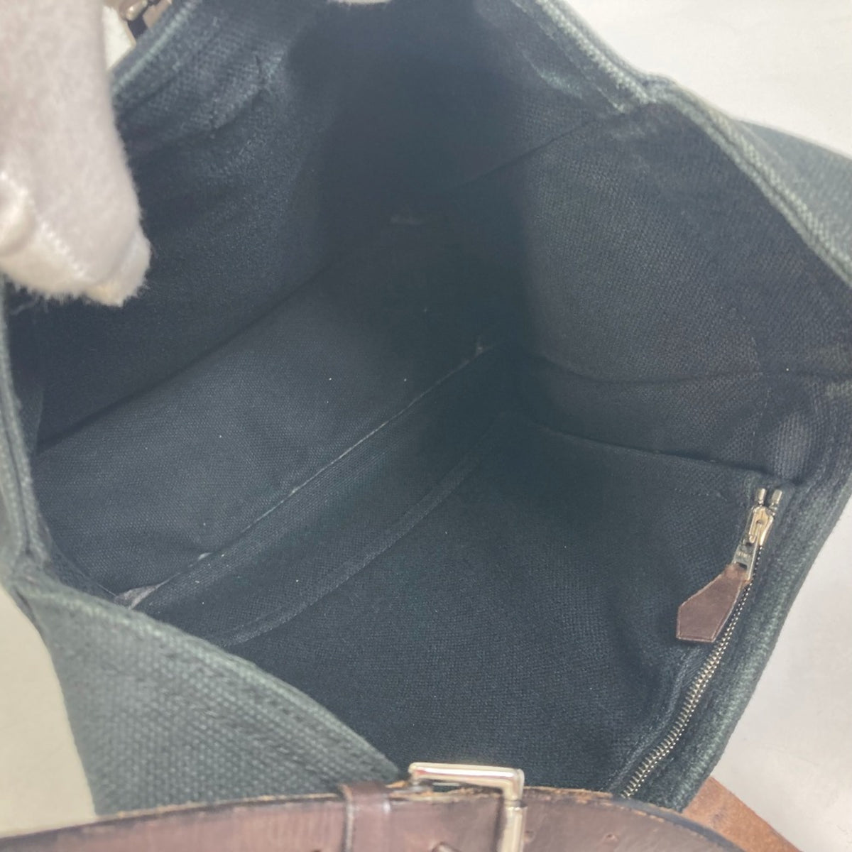 Hermes Marwari Black Canvas Leather Shoulder Bag Tote Bag (Pre-Owned)