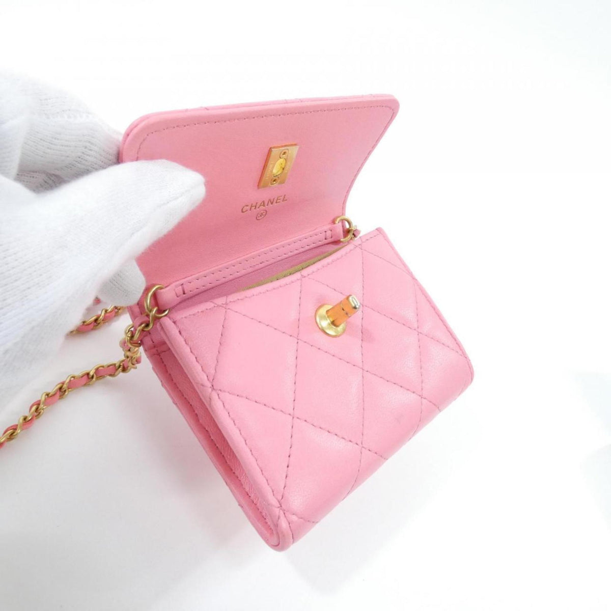 Chanel Pink Leather Handbag Shoulder Bag (Pre-Owned)