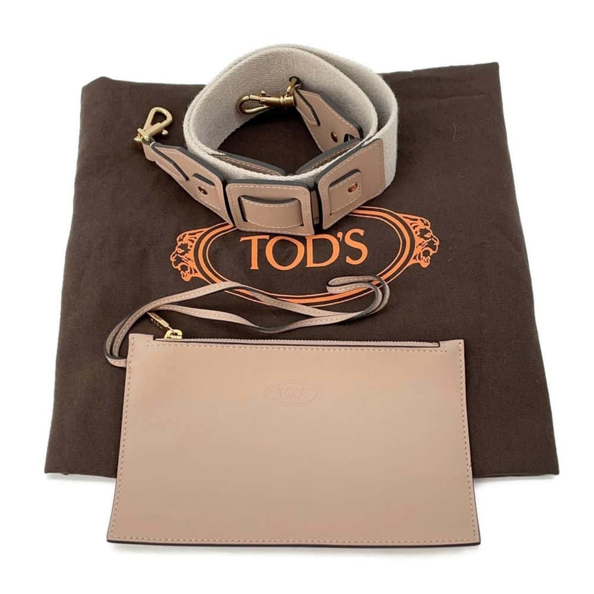 Tod's Pink Beige Leather Handbag Shoulder Bag (Pre-Owned)