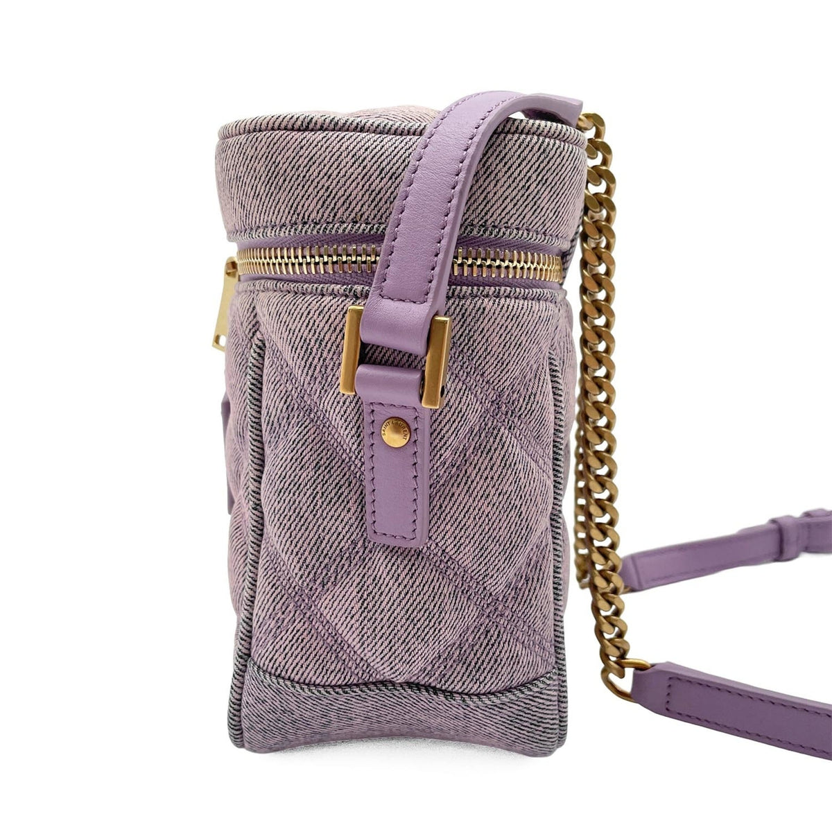 Yves Saint Laurent Purple Denim Shoulder Bag Vanity Bag (Pre-Owned)