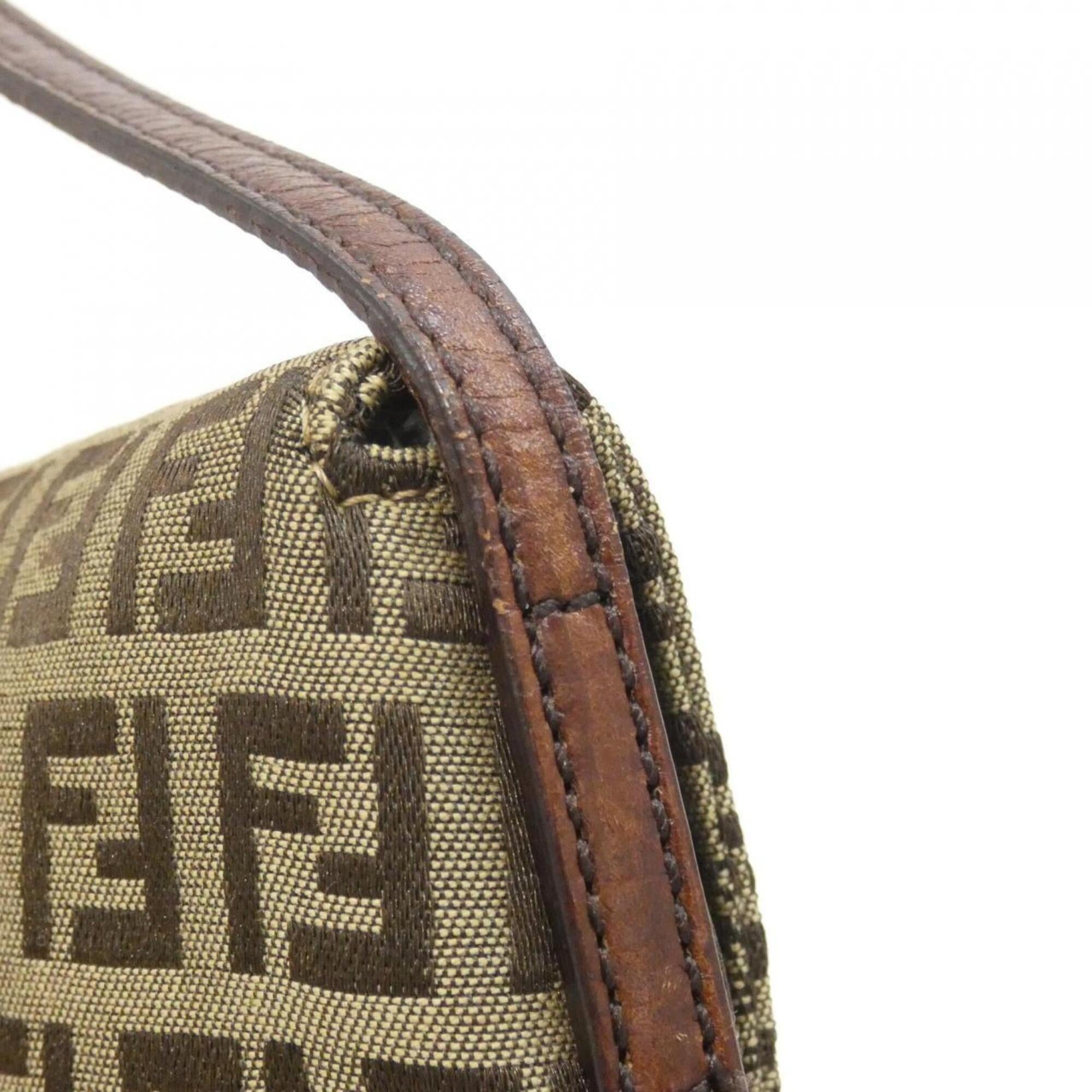 Fendi Beige Canvas Shoulder Bag (Pre-Owned)