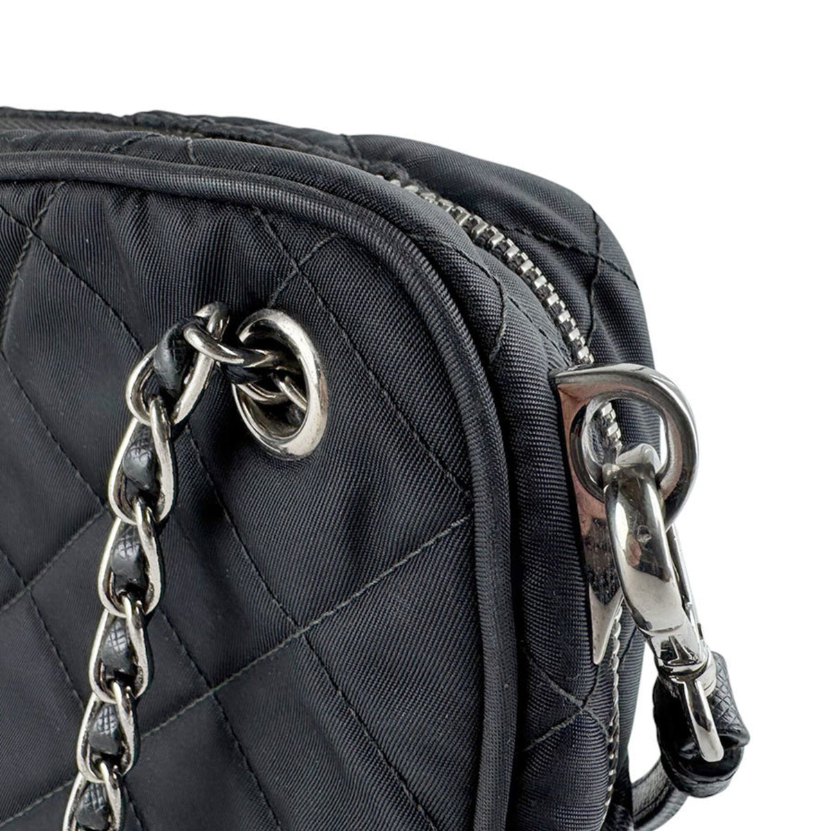 Prada Black Nylon Leather Handbag (Pre-Owned)