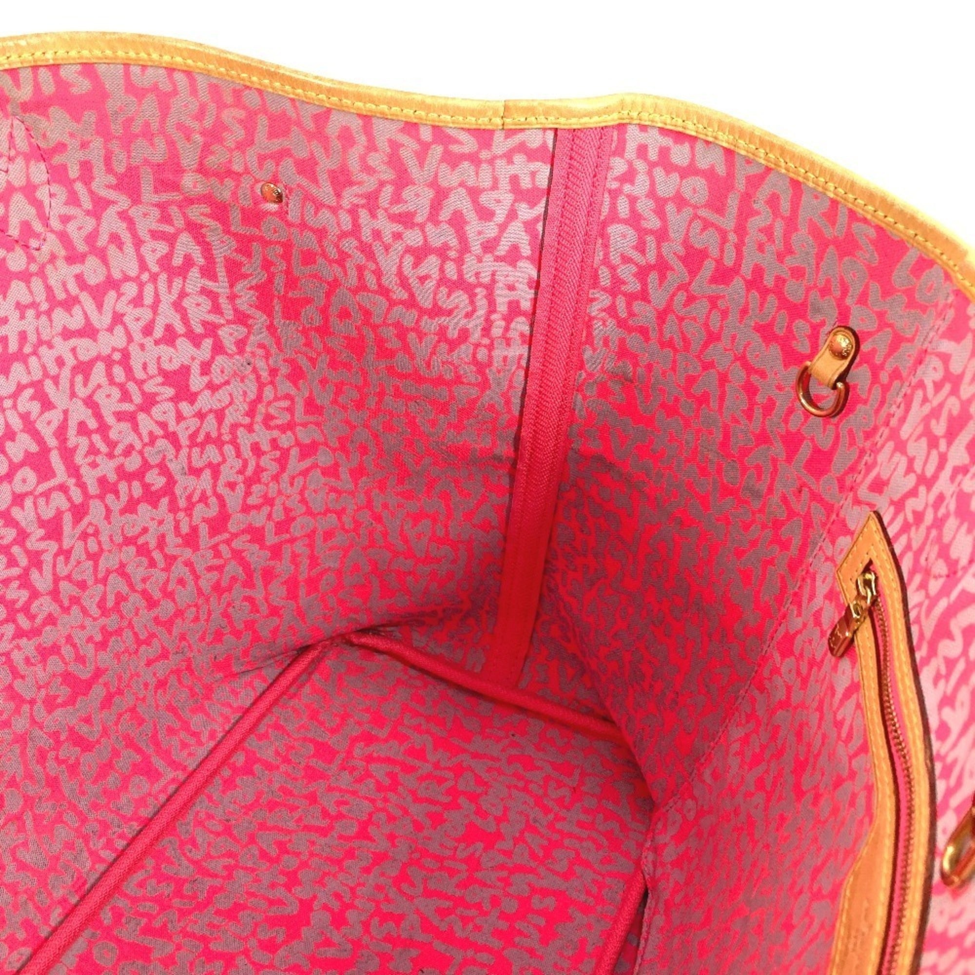 Louis Vuitton Fuchsia Pink Galle Pink Monogram Graffiti Shoulder Bag Tote Bag (Pre-Owned)
