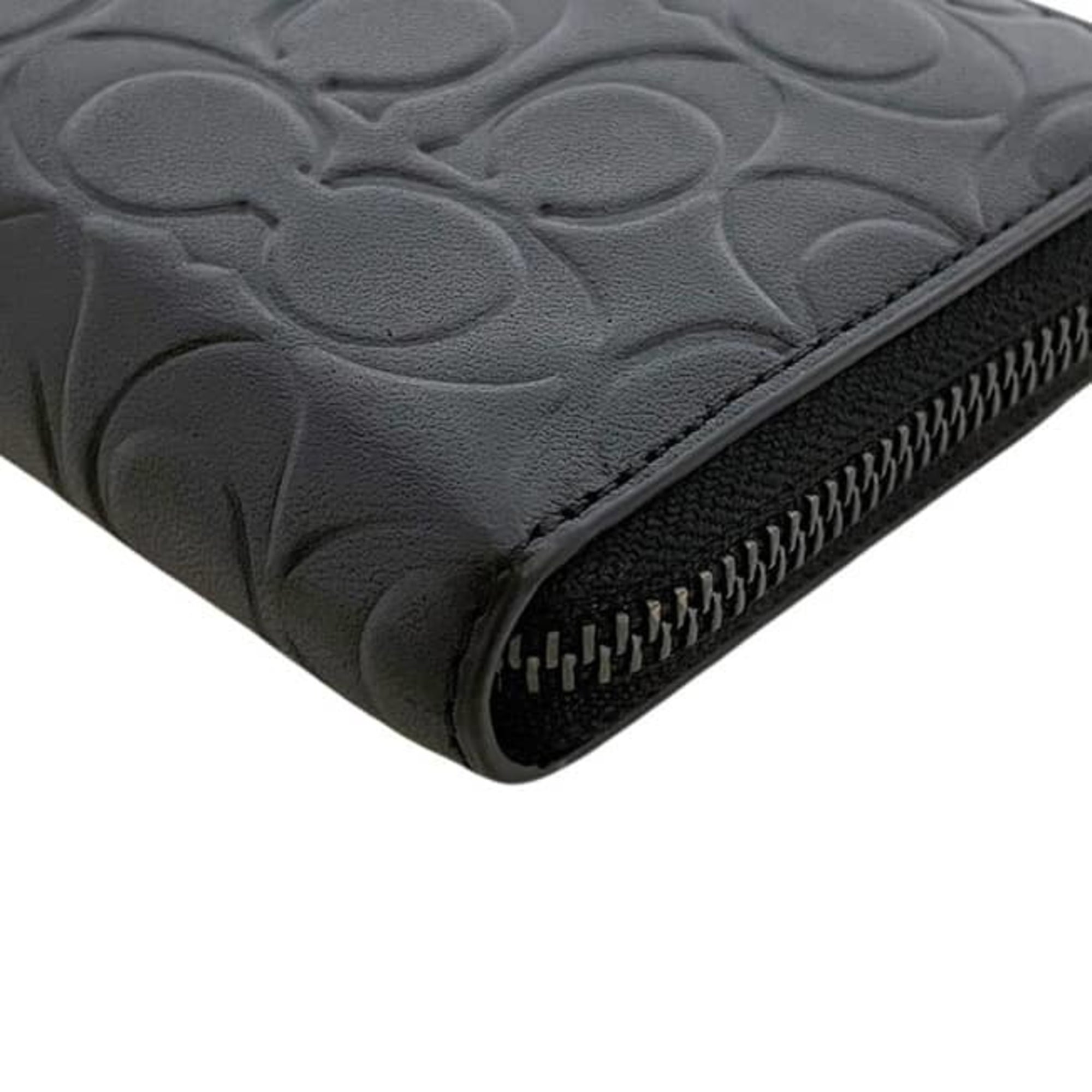 Coach Signature Black Leather Long Wallet (Bi-Fold) (Pre-Owned)