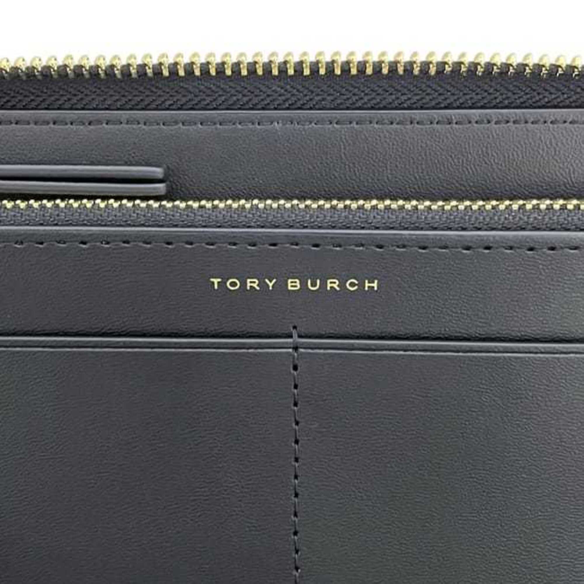 Tory Burch Black Leather Long Wallet (Bi-Fold) (Pre-Owned)