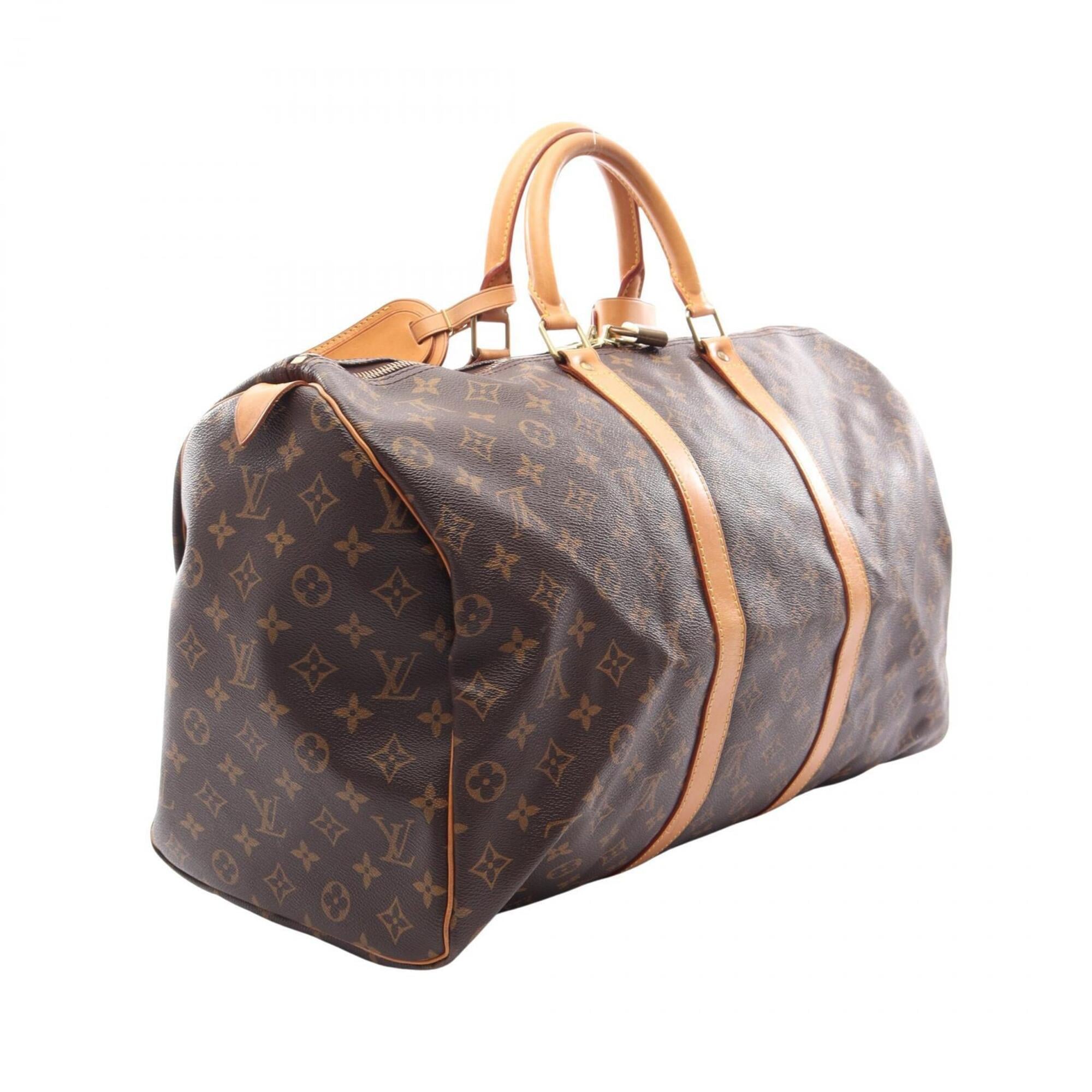 Louis Vuitton Brown Coated Canvas Pvc Monogram Leather Boston Bag Handbag (Pre-Owned)