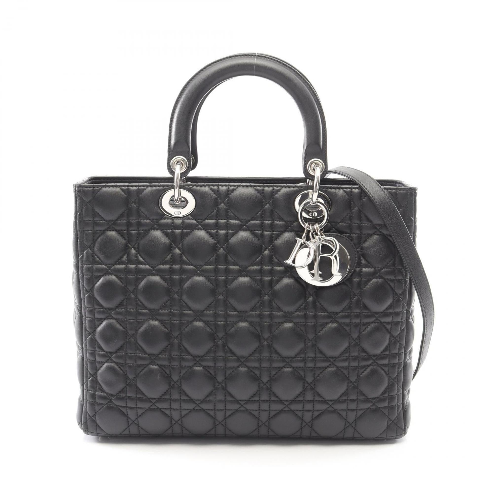 Christian Dior Lady Dior Black Leather Handbag (Pre-Owned)