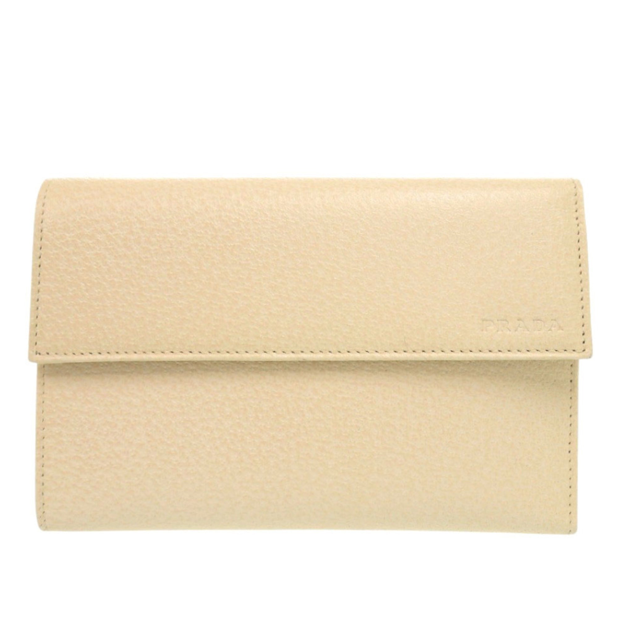 Prada Beige Leather Wallet (Tri-Fold) (Pre-Owned)