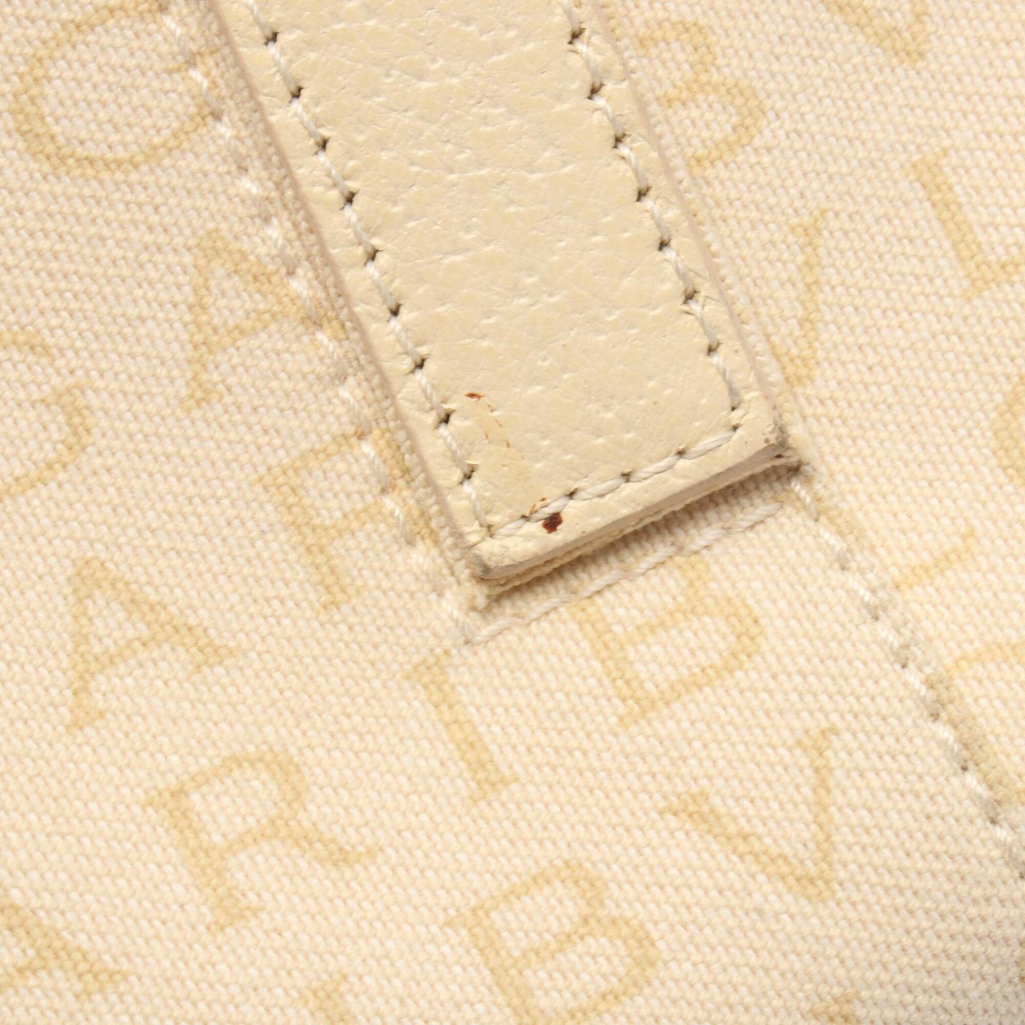 Bvlgari Logomania Beige Ivory Canvas Leather Handbag (Pre-Owned)