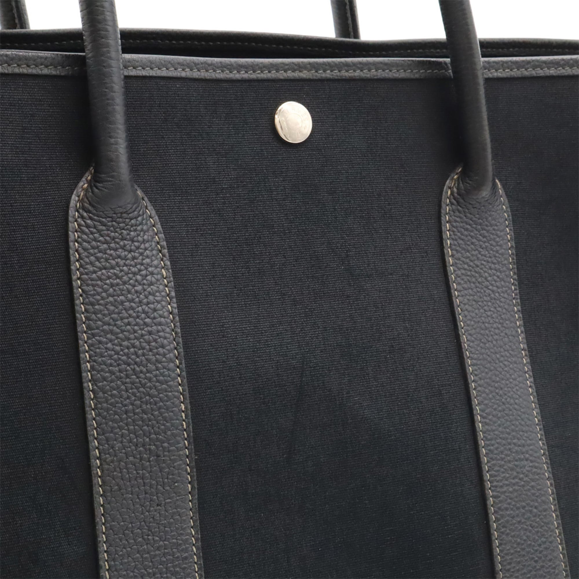 Hermes Black Toile Officier Handbag Shoulder Bag Tote Bag (Pre-Owned)