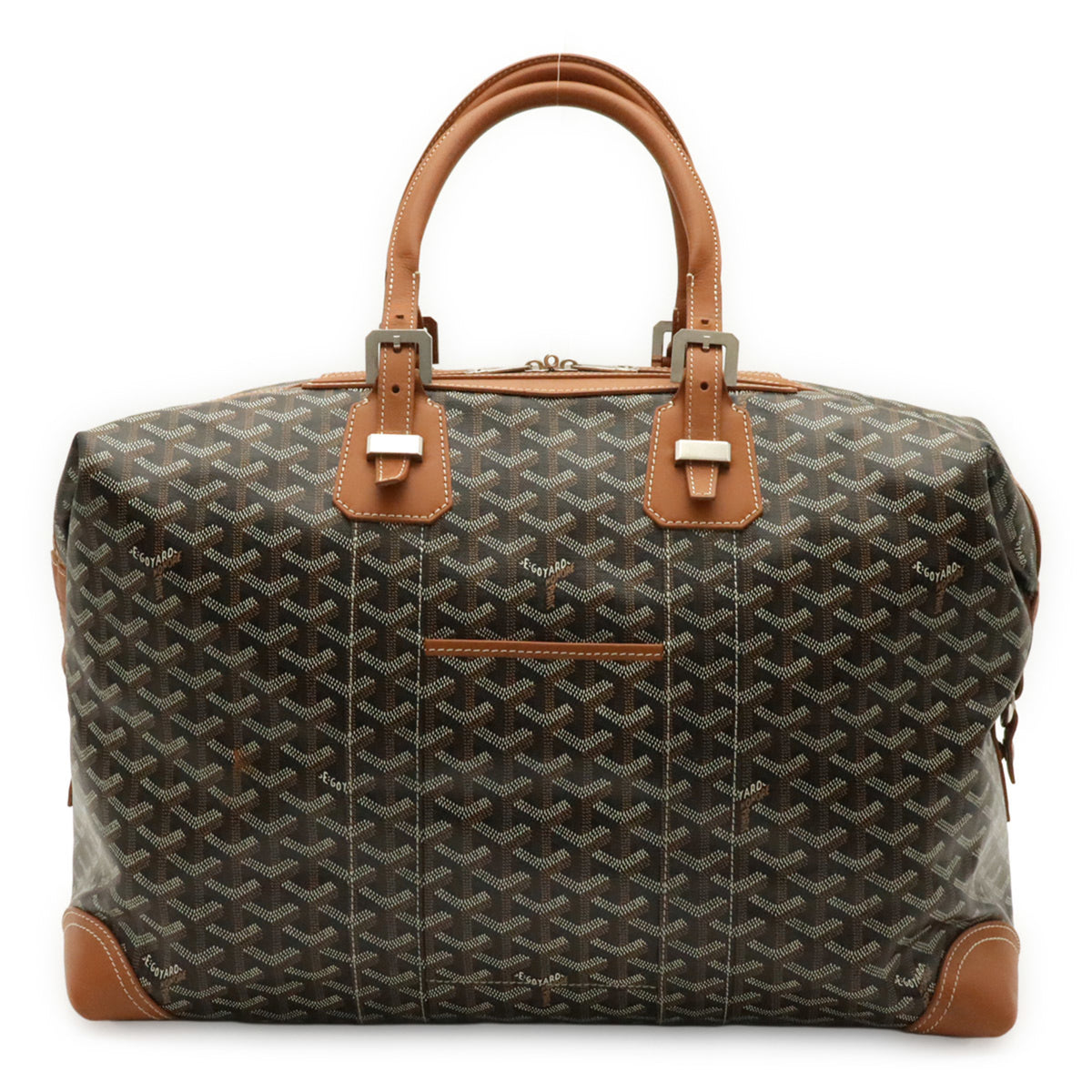 Goyard Black Brown White Coated Canvas Leather Boston Bag (Pre-Owned)