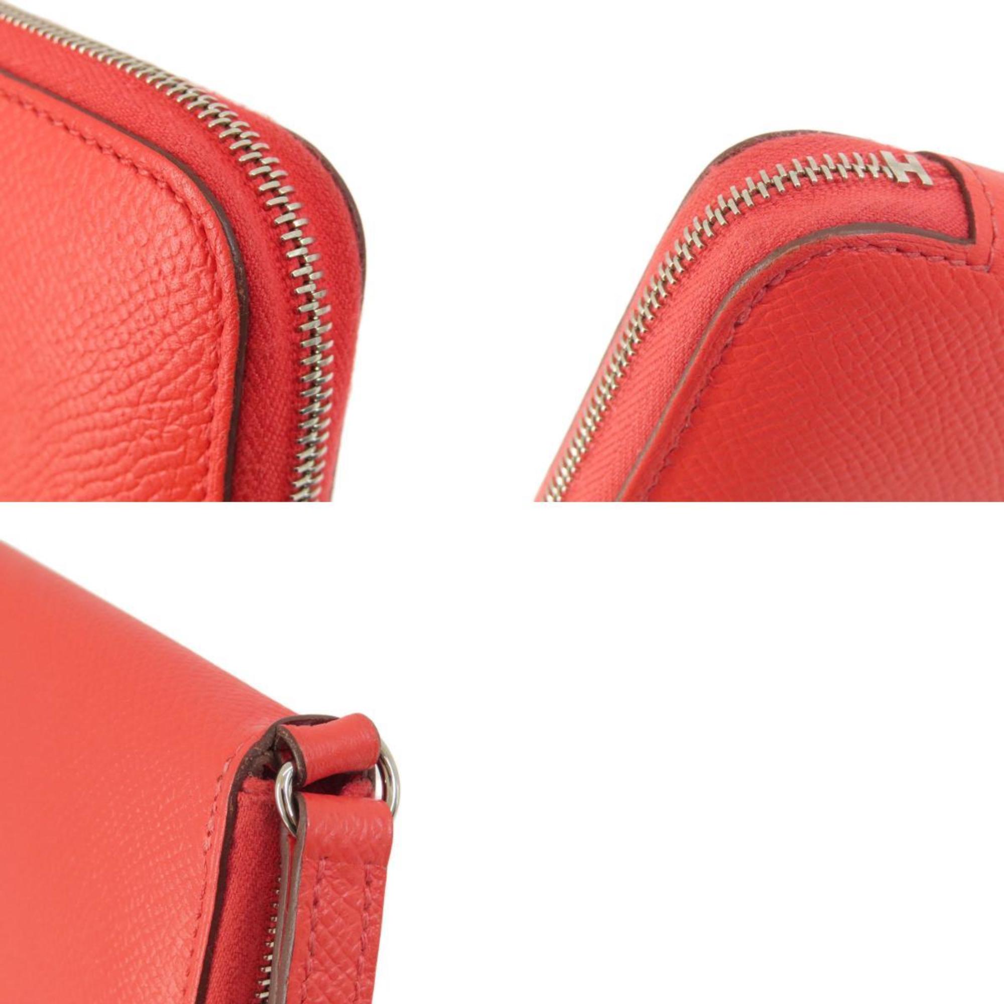 Hermes Red Color Epsom Leather Long Wallet (Bi-Fold) (Pre-Owned)