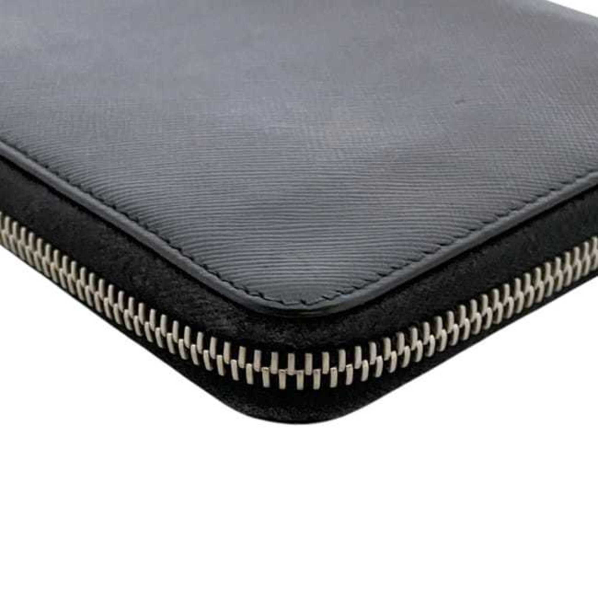 Prada Black Nero Saffiano Triangle Long Wallet (Bi-Fold) (Pre-Owned)