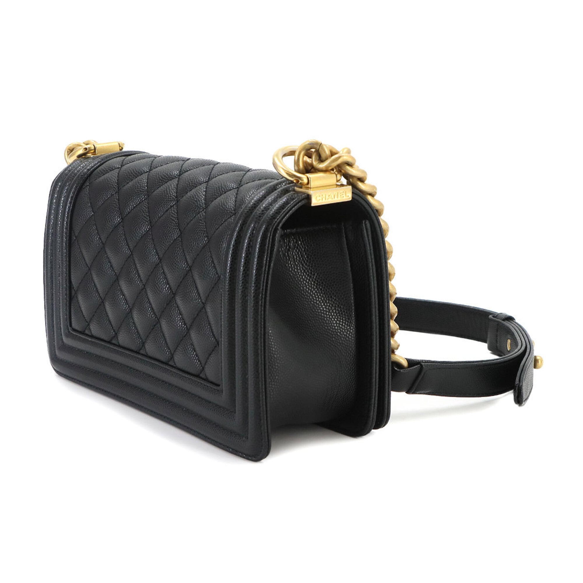 Chanel Black Grained Calfskin Handbag Shoulder Bag (Pre-Owned)