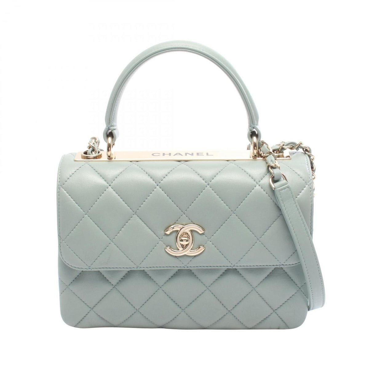 Chanel Green Leather Handbag Shoulder Bag (Pre-Owned)
