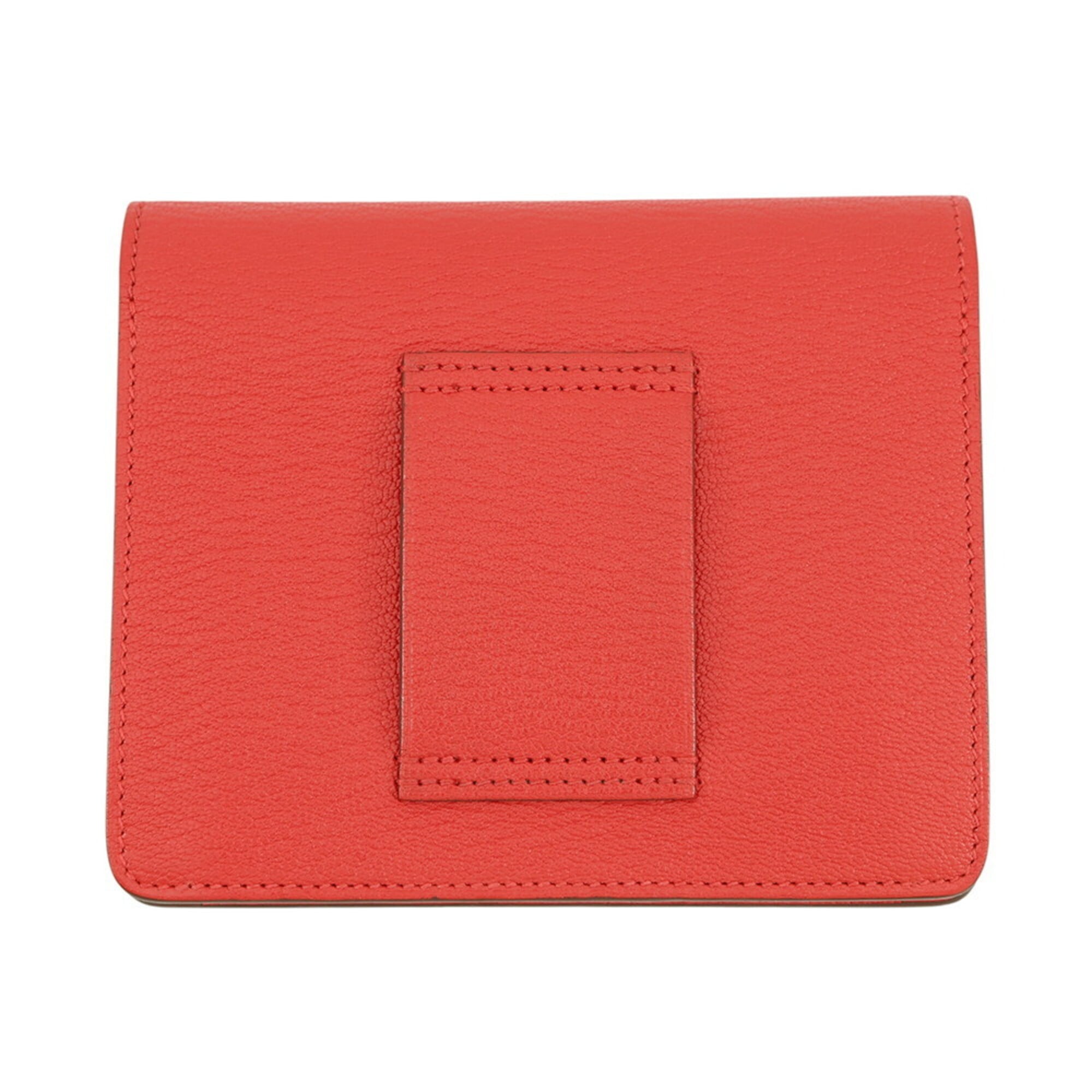 Hermes Red Color Chevre Myzore Leather Wallet (Bi-Fold) (Pre-Owned)