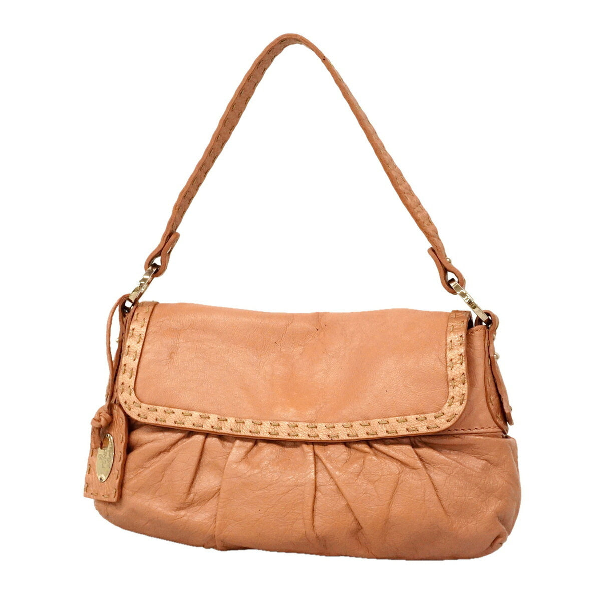 Fendi Pink Beige Leather Shoulder Bag (Pre-Owned)