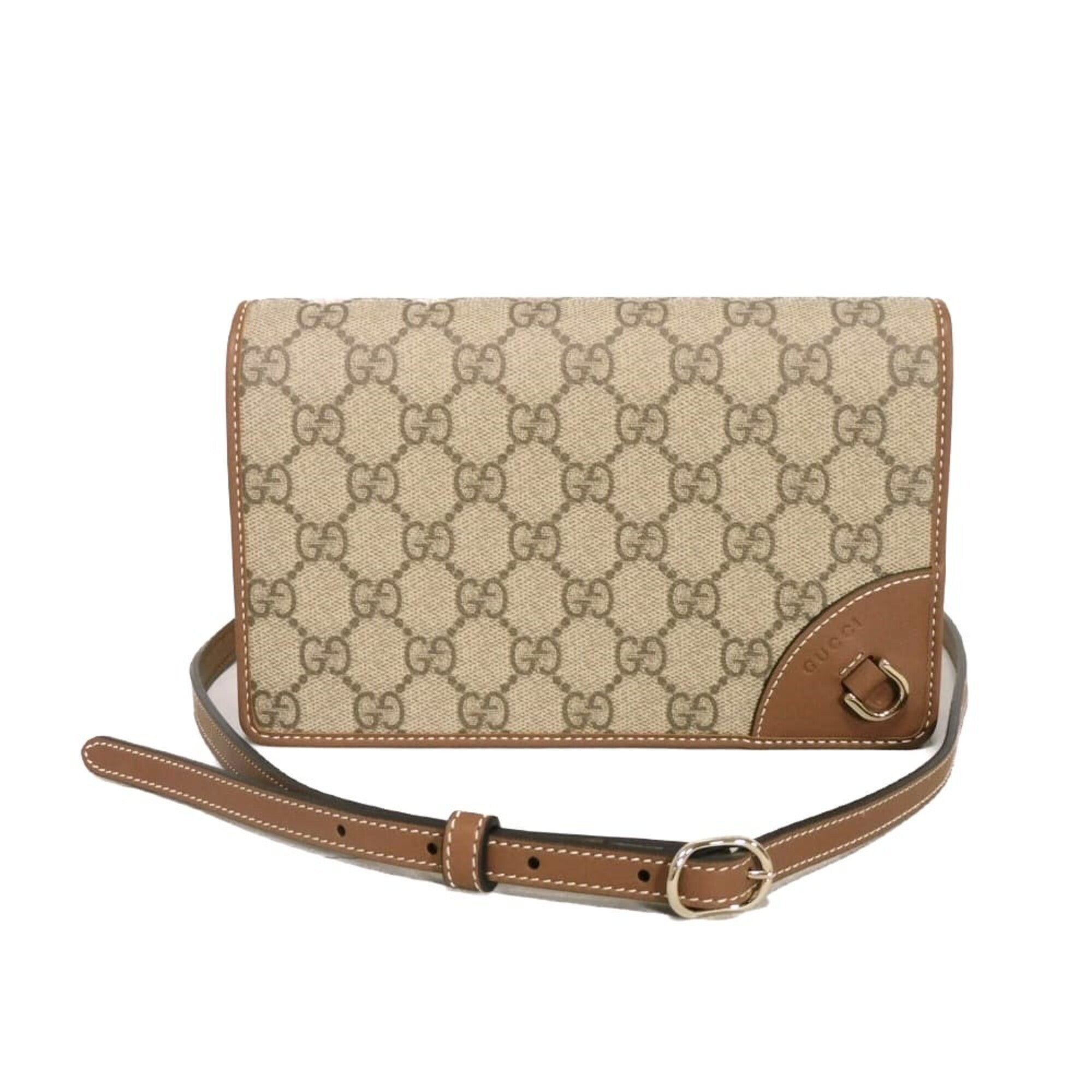 Gucci Beige Gg Supreme Leather Shoulder Bag (Pre-Owned)