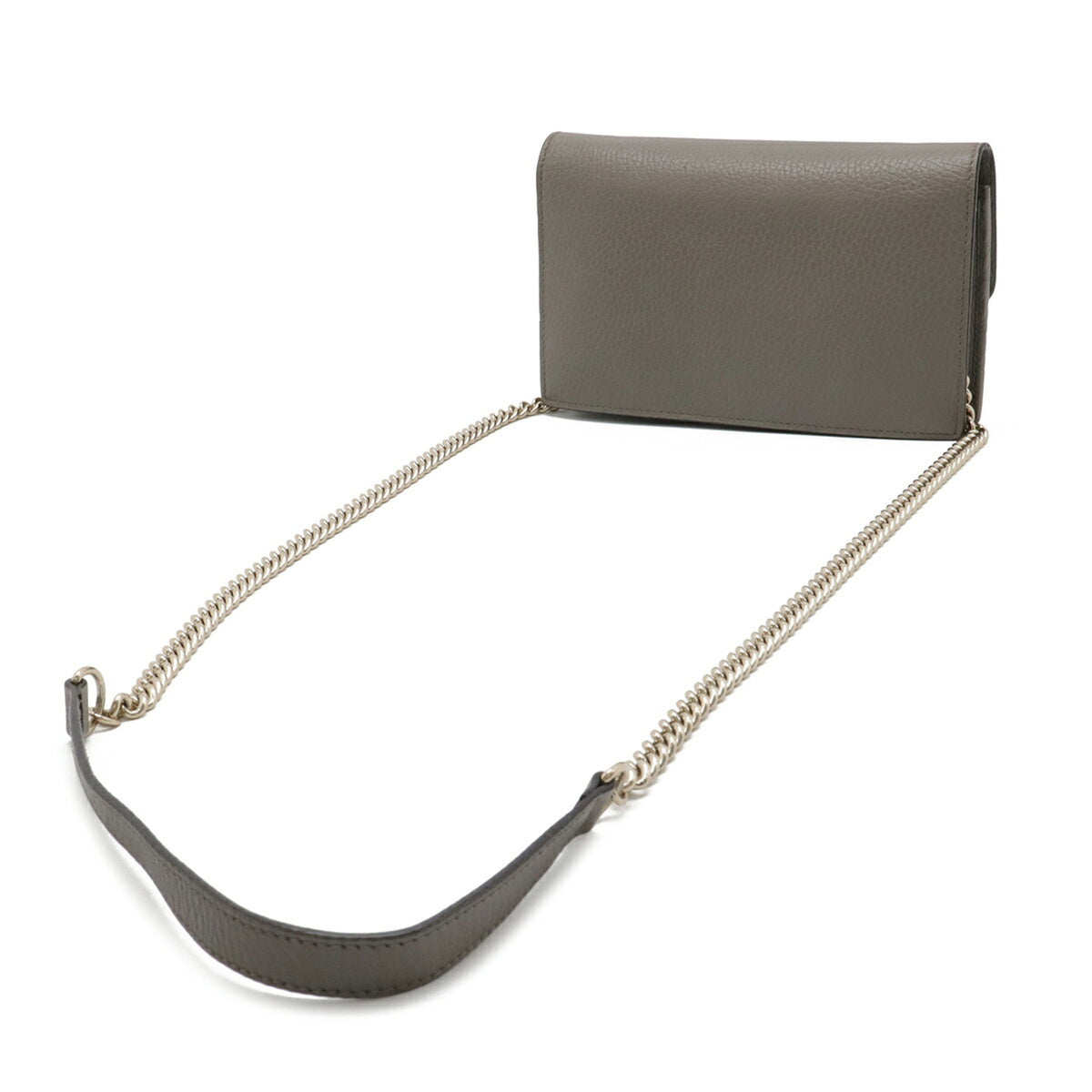 Gucci Gray Leather Chain/Shoulder Wallet (Pre-Owned)