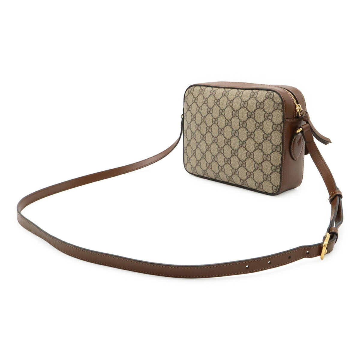 Gucci Beige Brown Gg Supreme Canvas Leather Pochette Shoulder Bag (Pre-Owned)