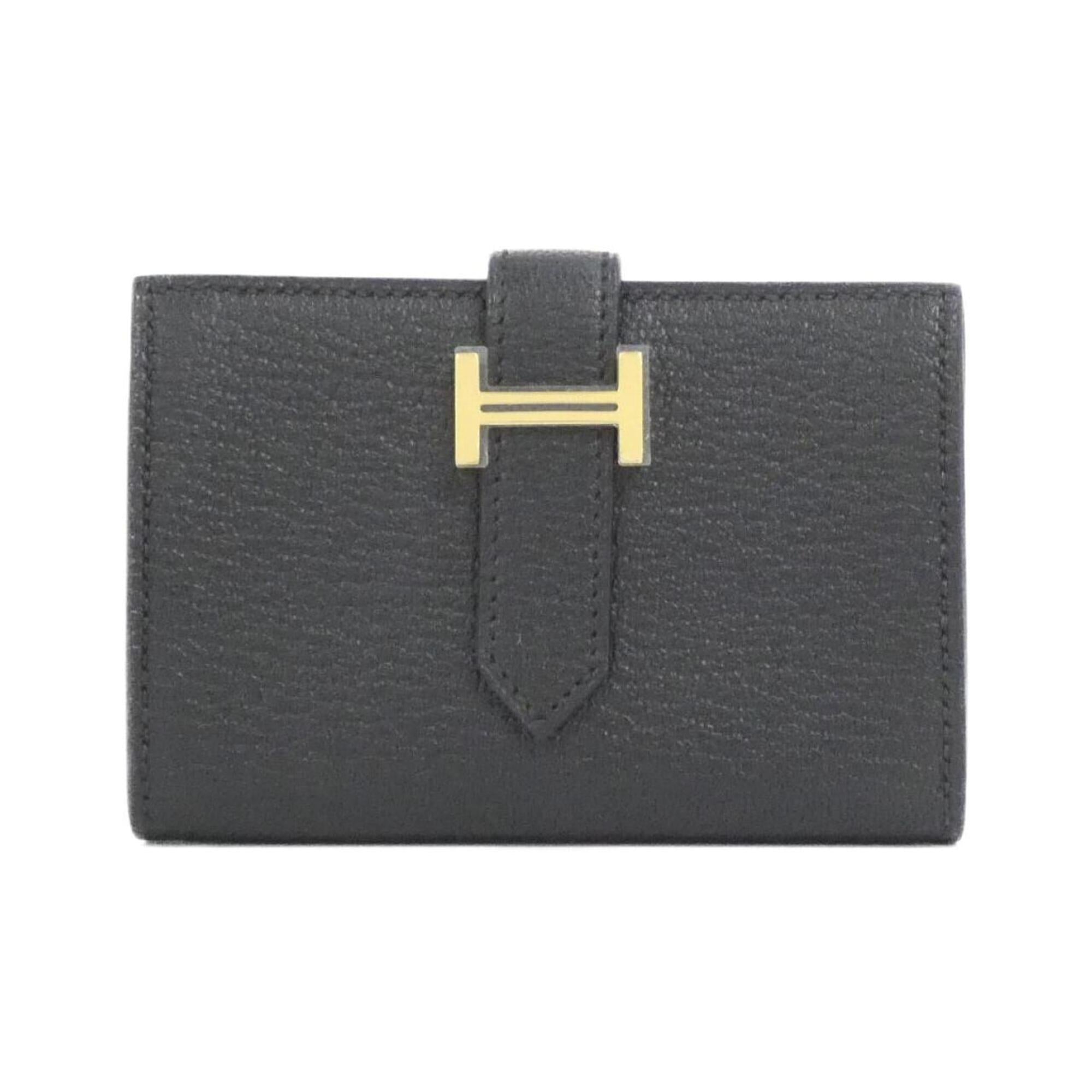 Hermes Black Chevre Leather Wallet (Bi-Fold) (Pre-Owned)