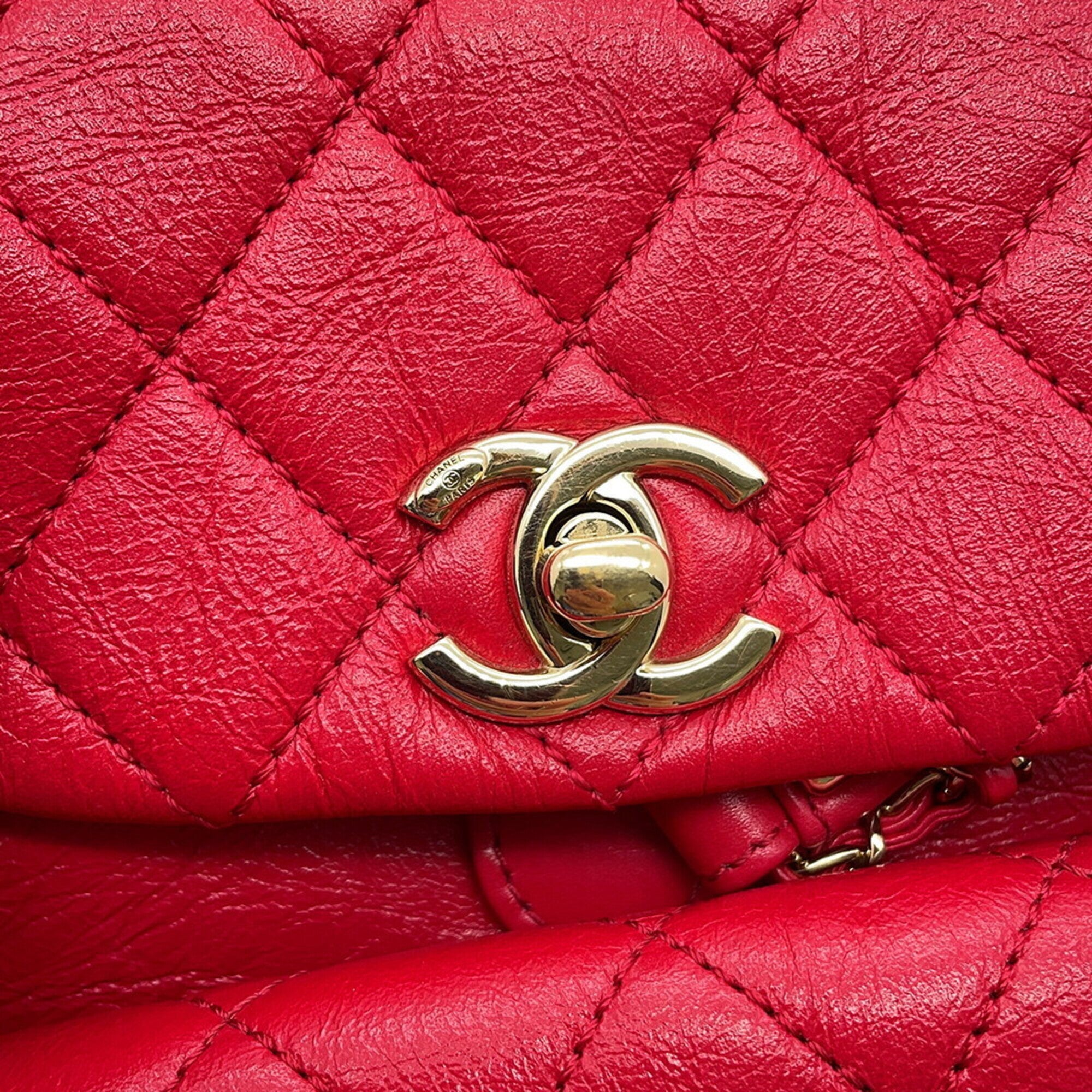 Chanel Matelasse Red Color Leather Backpack (Pre-Owned)