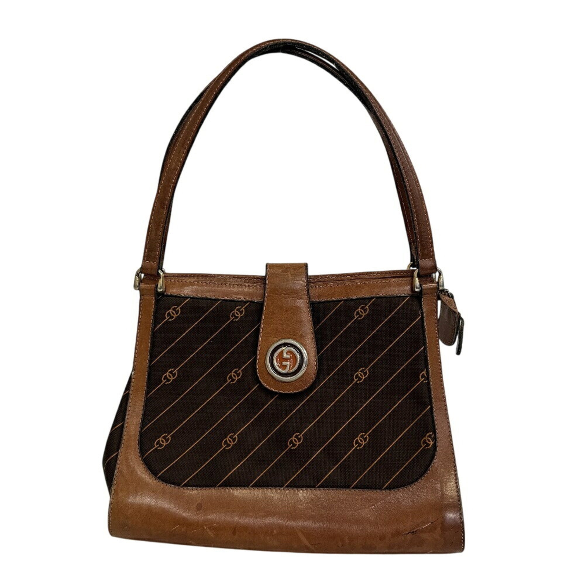 Gucci Brown Canvas Leather Shoulder Bag (Pre-Owned)