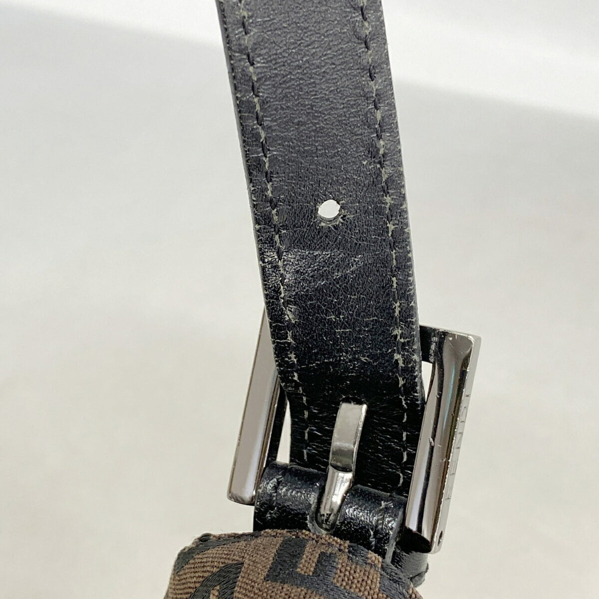Fendi Black Brown Nylon Canvas Handbag (Pre-Owned)