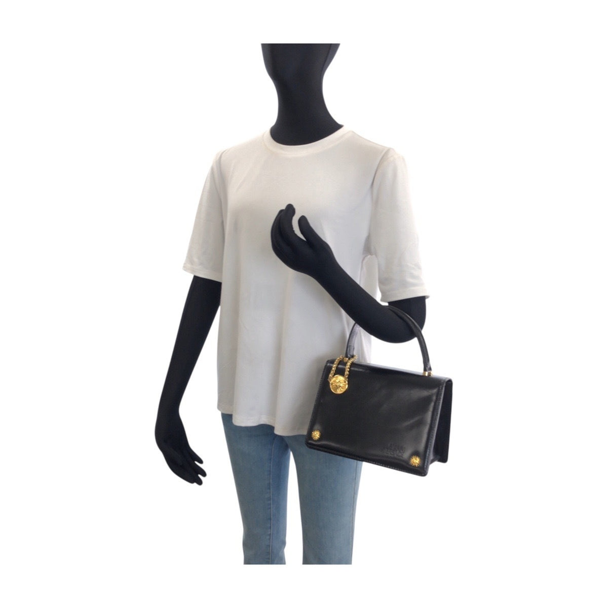 Versace Black Leather Handbag (Pre-Owned)
