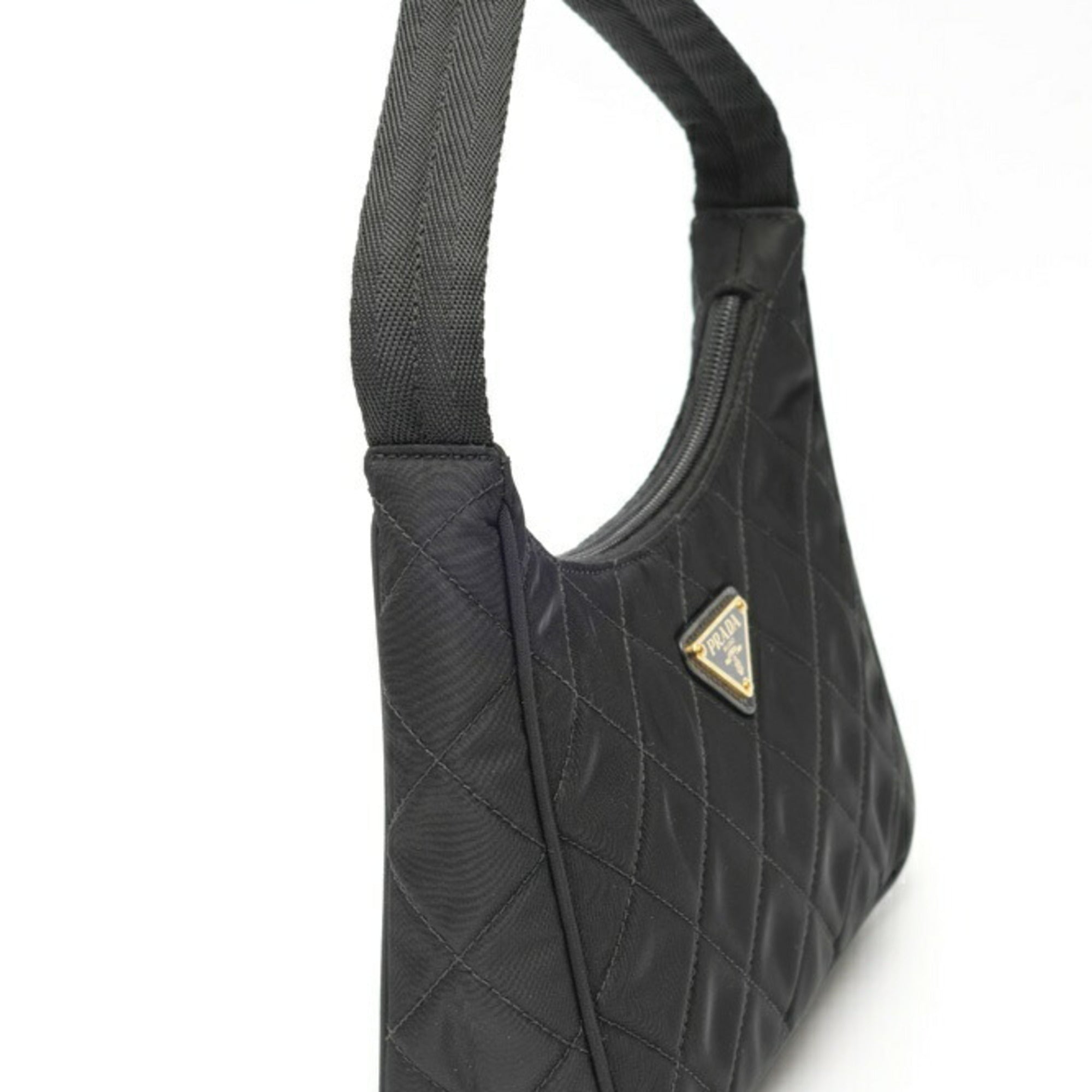 Prada Black Quilting Fabric Shoulder Bag (Pre-Owned)